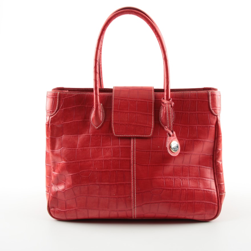 Dooney & Bourke Red Embossed Leather Handbag