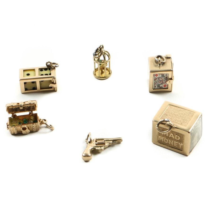 10K and 14K Yellow Gold Charms with Articulating Parts