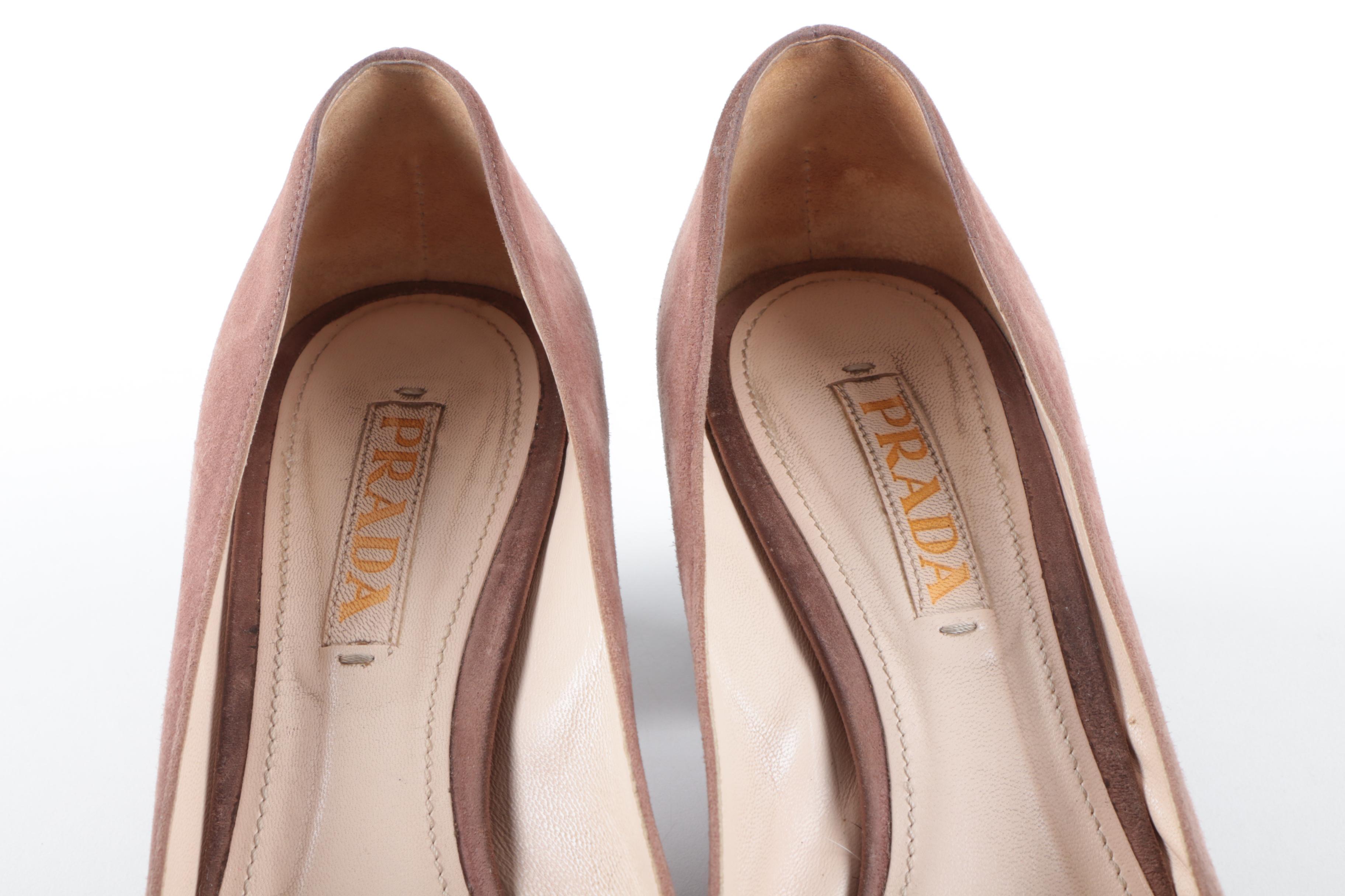 Prada Suede Buckle Pumps