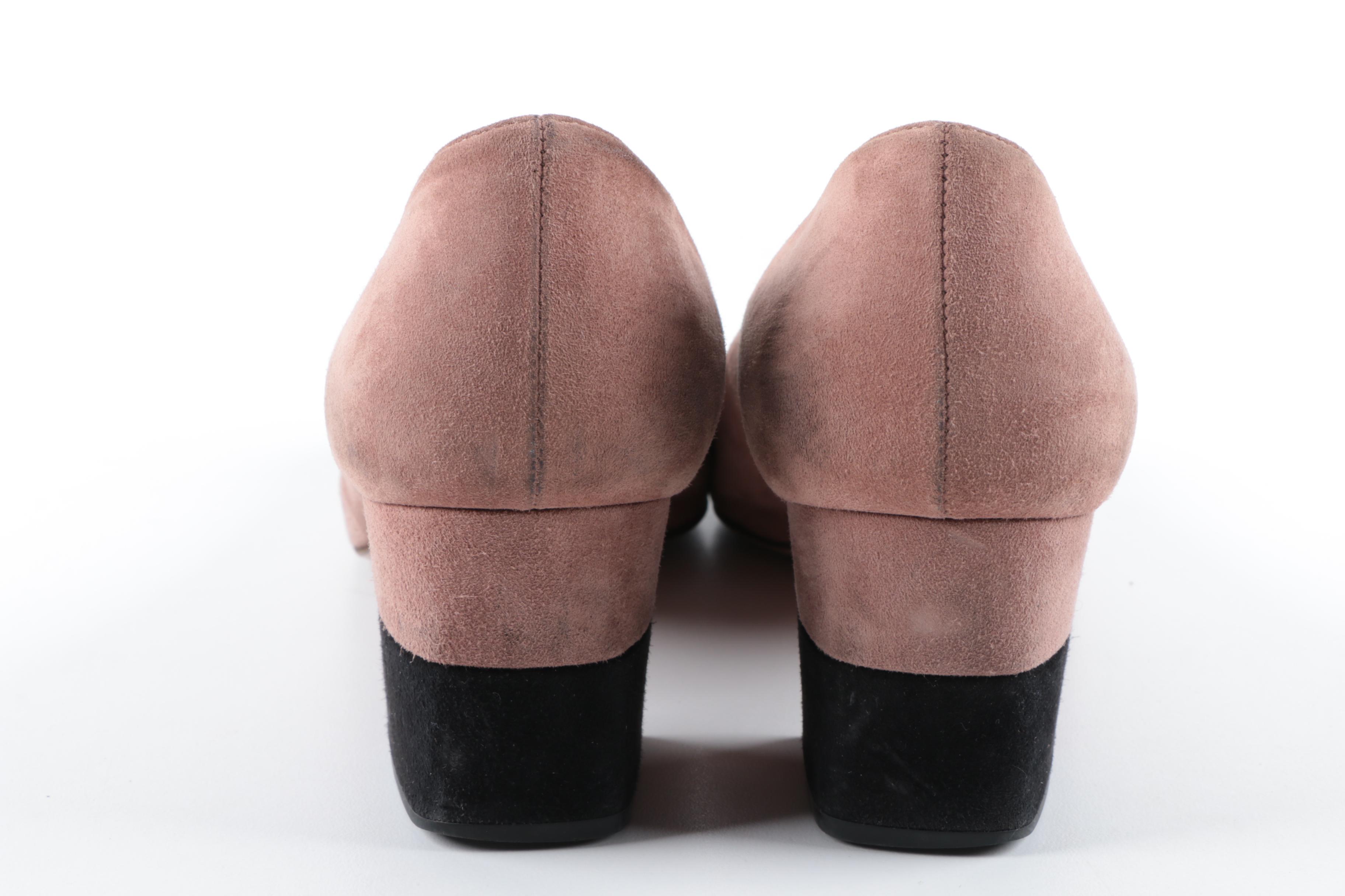 Prada Suede Buckle Pumps