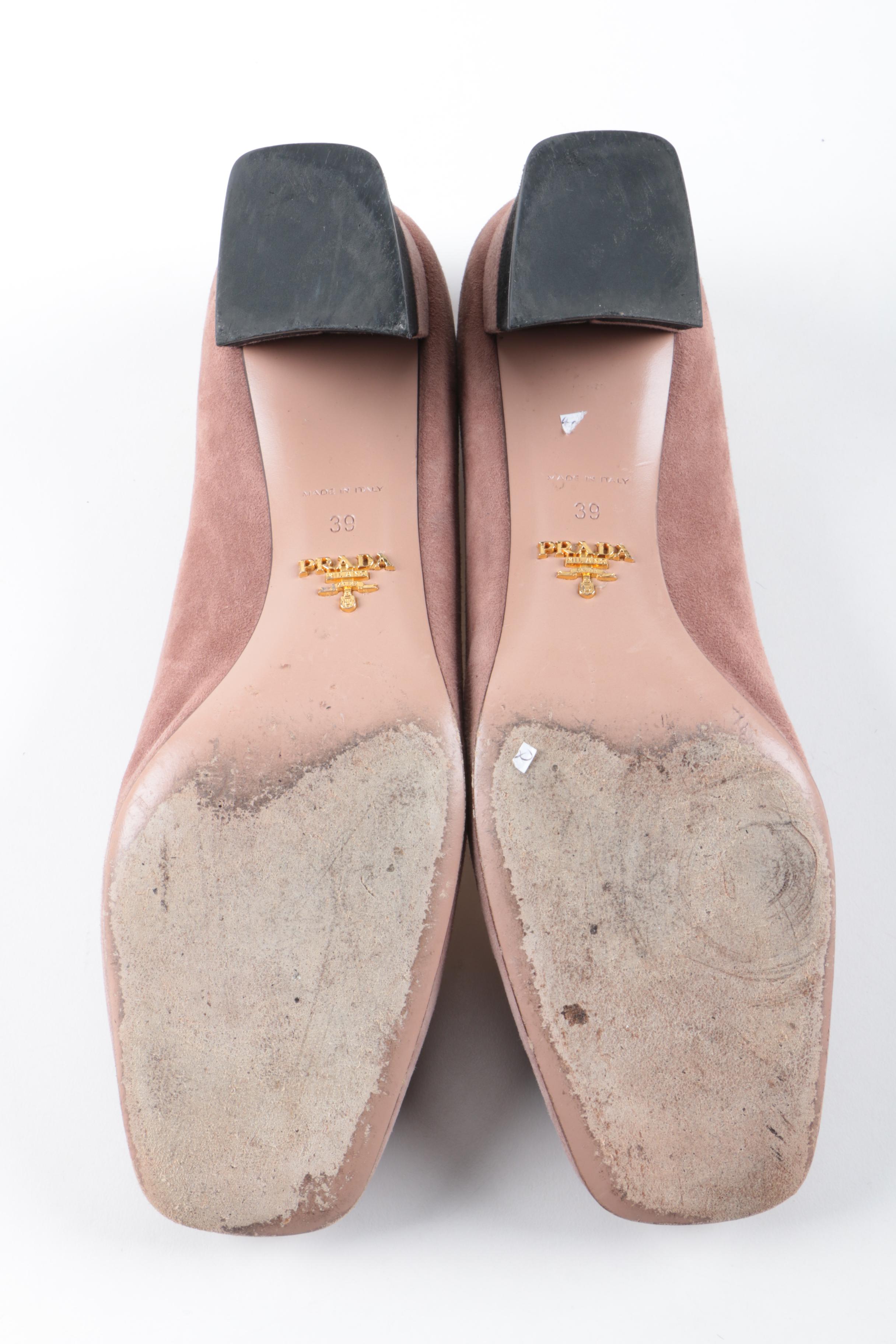 Prada Suede Buckle Pumps