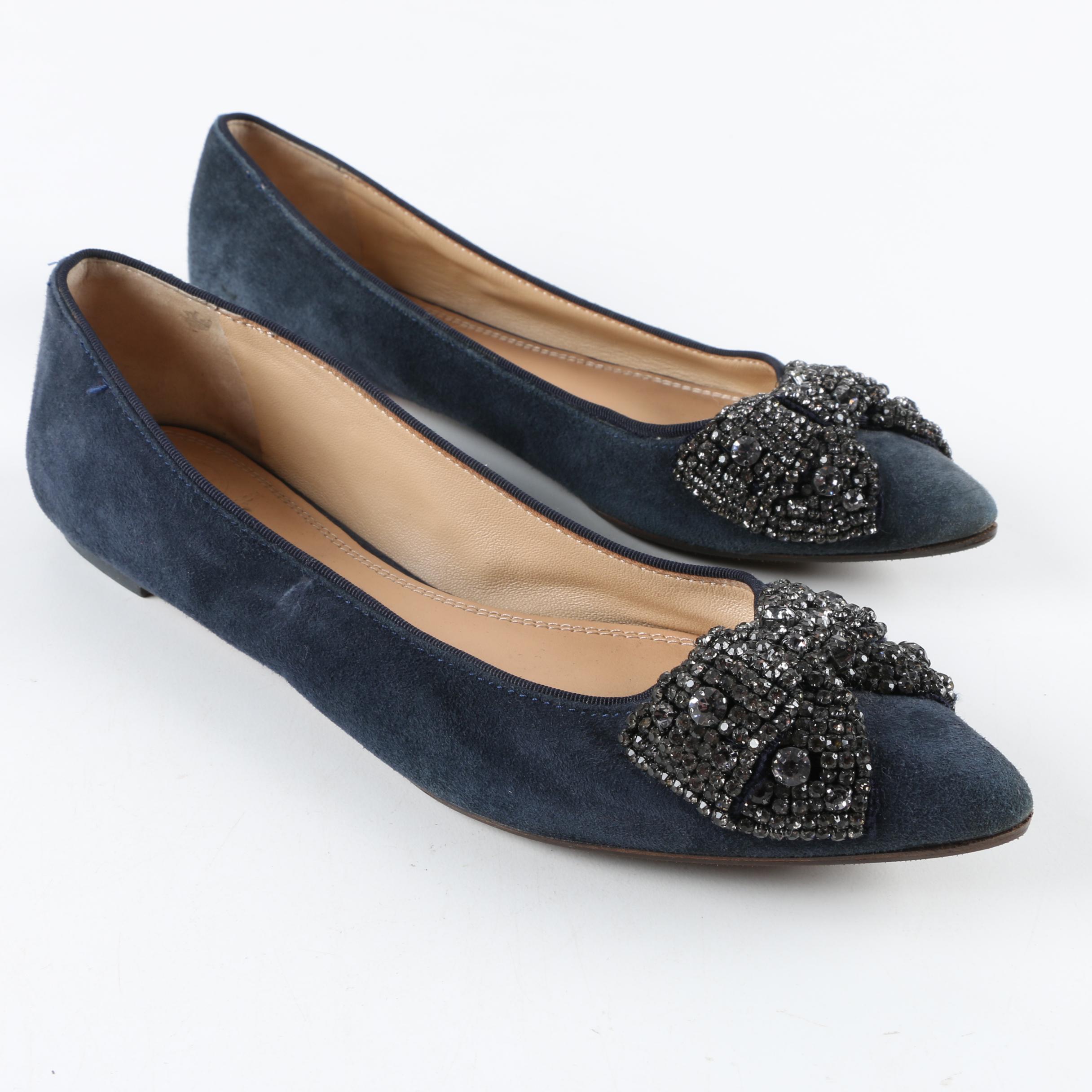 Tory Burch Rhinestone Bow Flats with Dust Cover