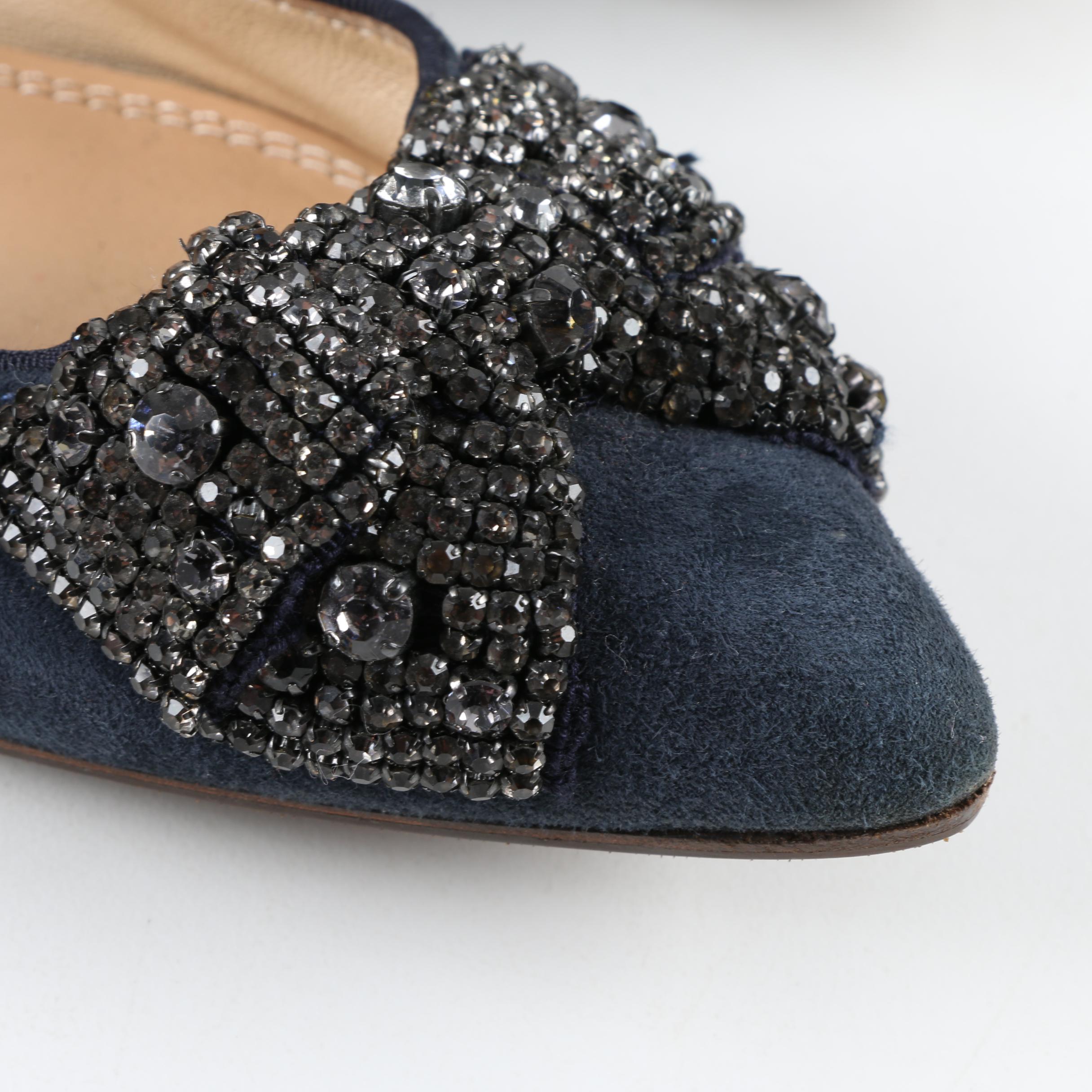 Tory Burch Rhinestone Bow Flats with Dust Cover