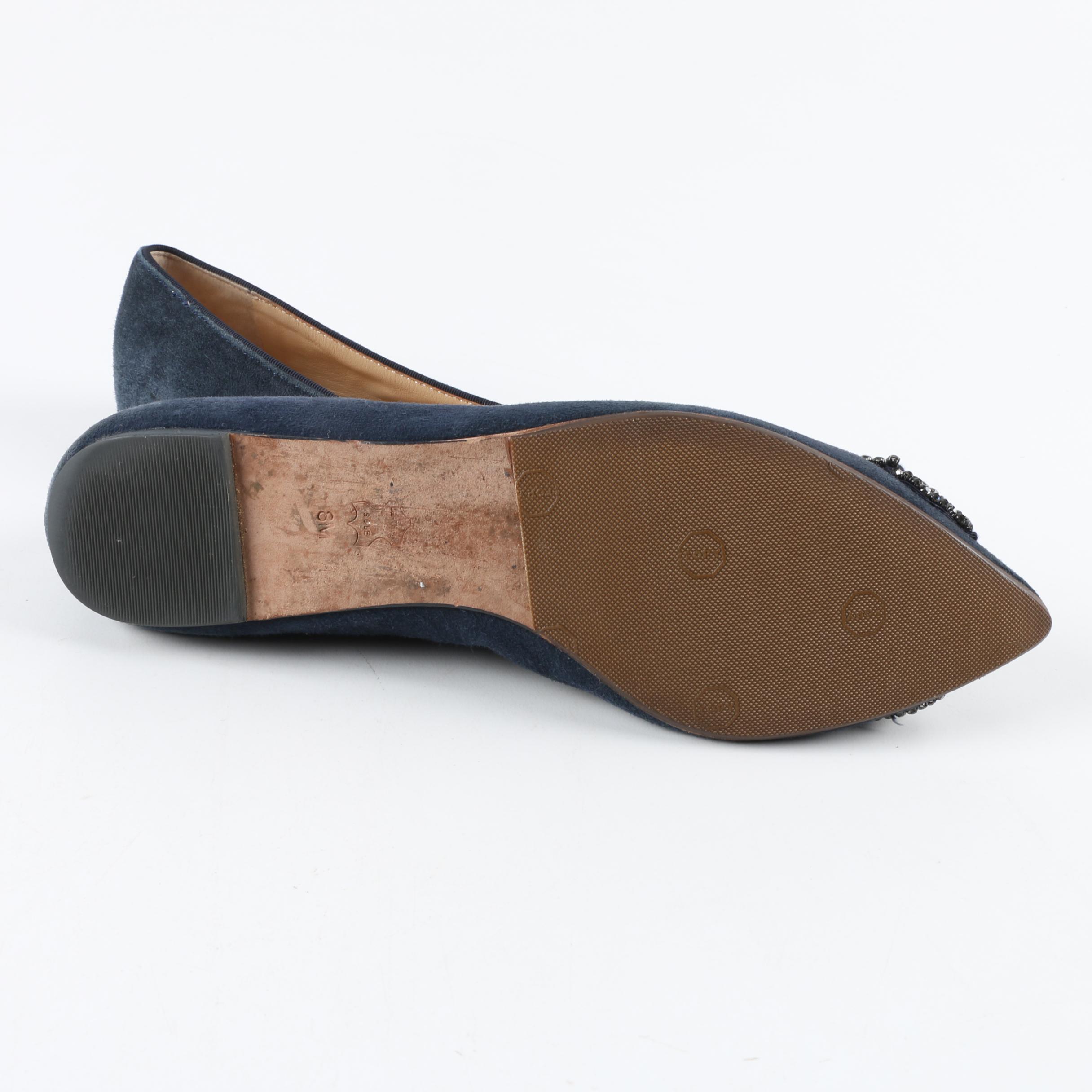 Tory Burch Rhinestone Bow Flats with Dust Cover