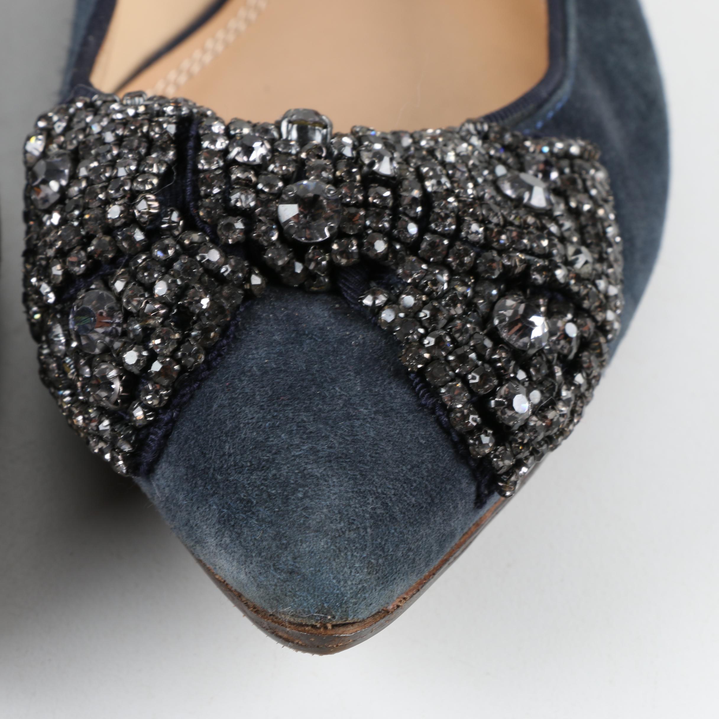 Tory Burch Rhinestone Bow Flats with Dust Cover