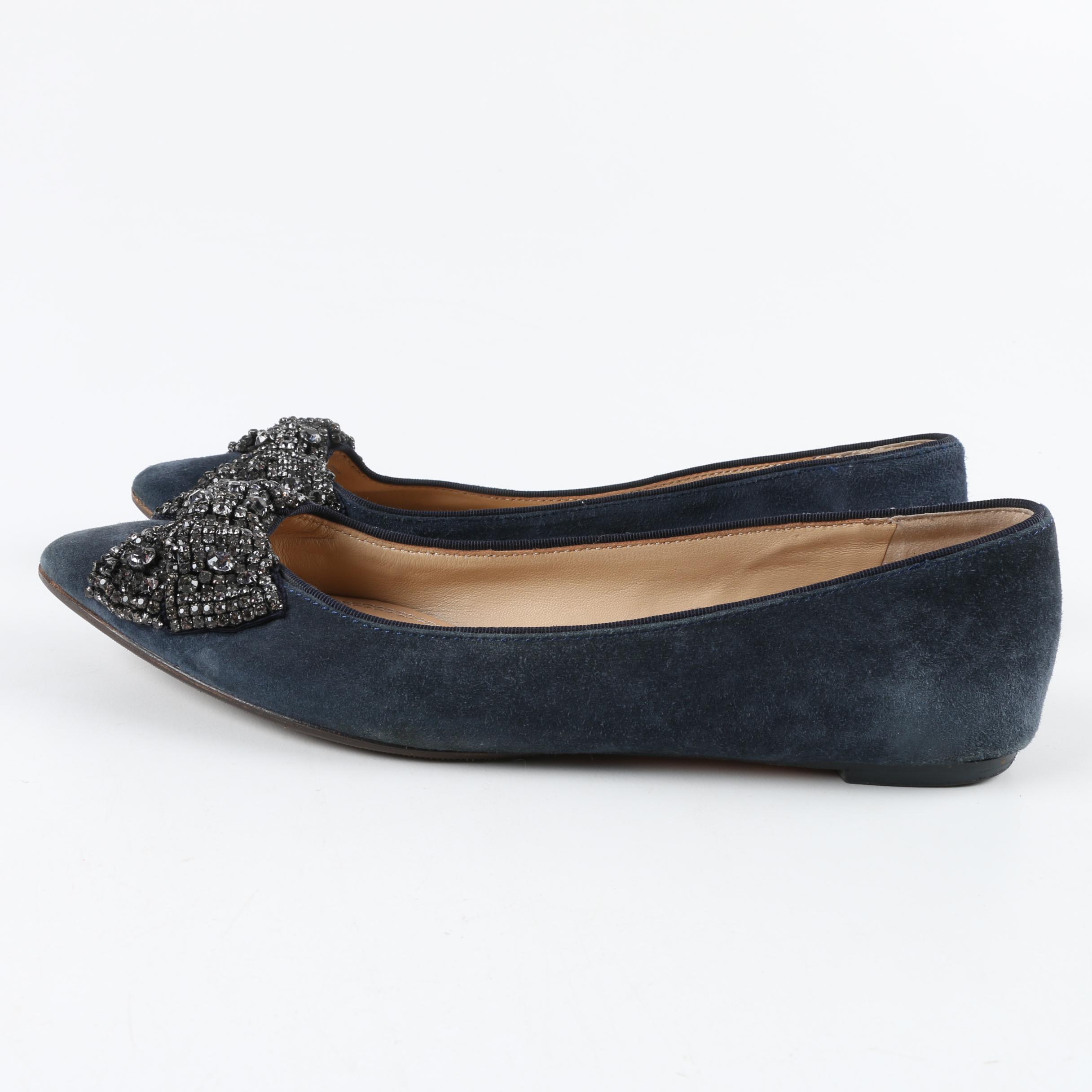 Tory Burch Rhinestone Bow Flats with Dust Cover