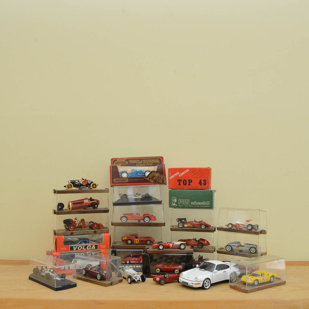 Die-Cast Cars and Model Kits Including Models of Yesteryear