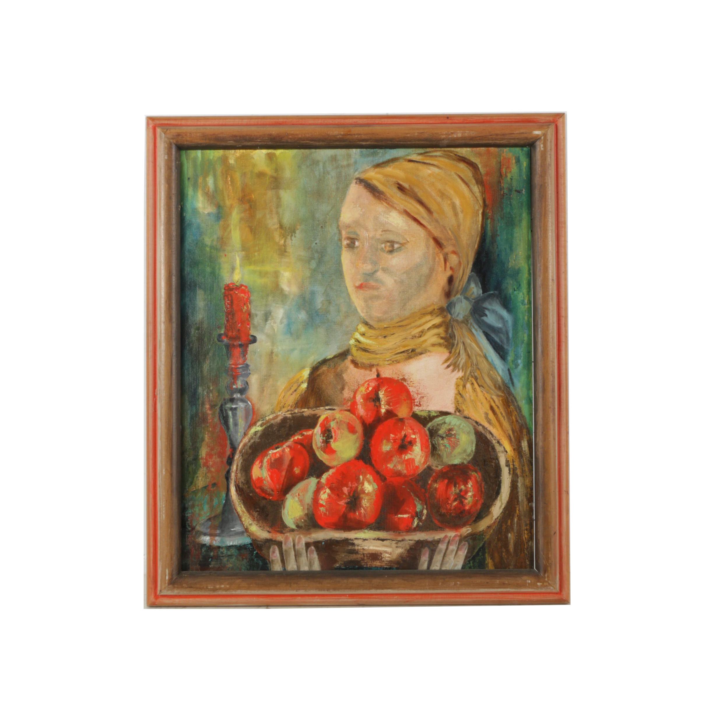 Freda Frank Oil Painting "Girl with Apples"