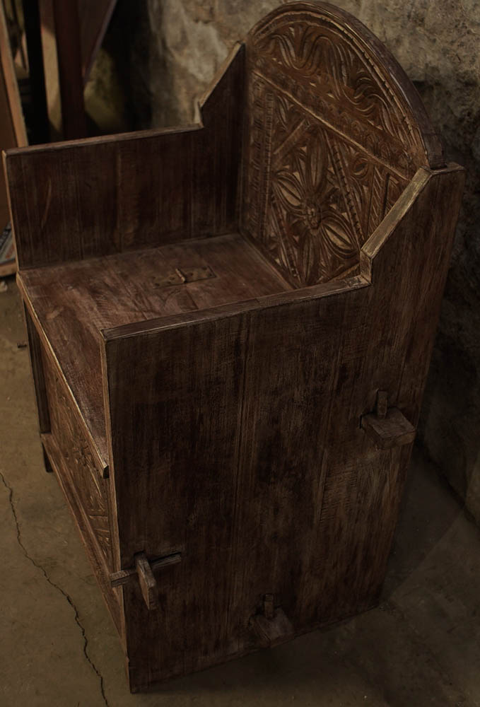 Indonesian Chip-Carved Teak Storage Benches