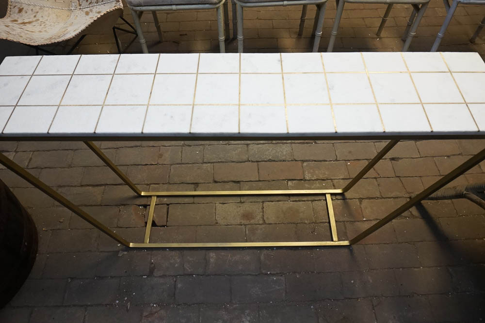 Hollywood Regency Style Stone Top Sofa Table