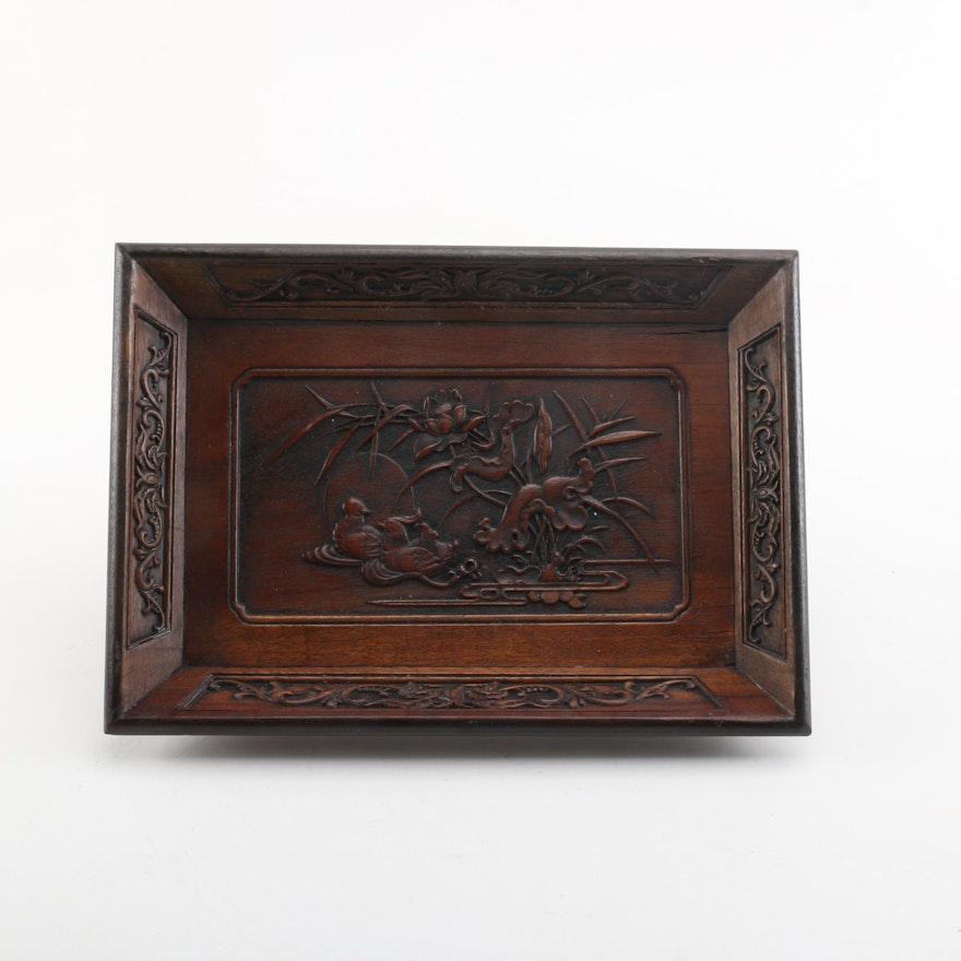 Chinese Carved Wooden Tray