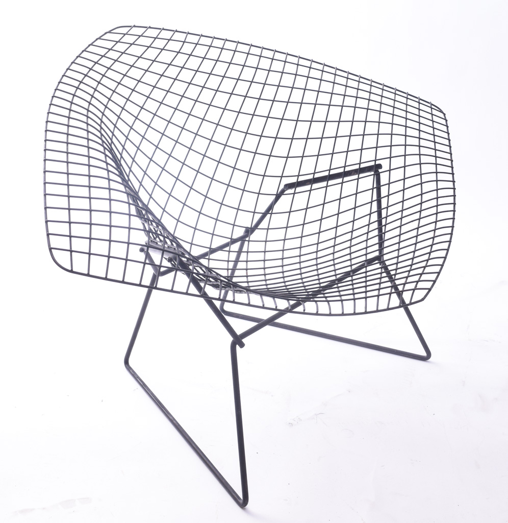 Harry Bertoia "Diamond" Mesh Chair with Ottoman