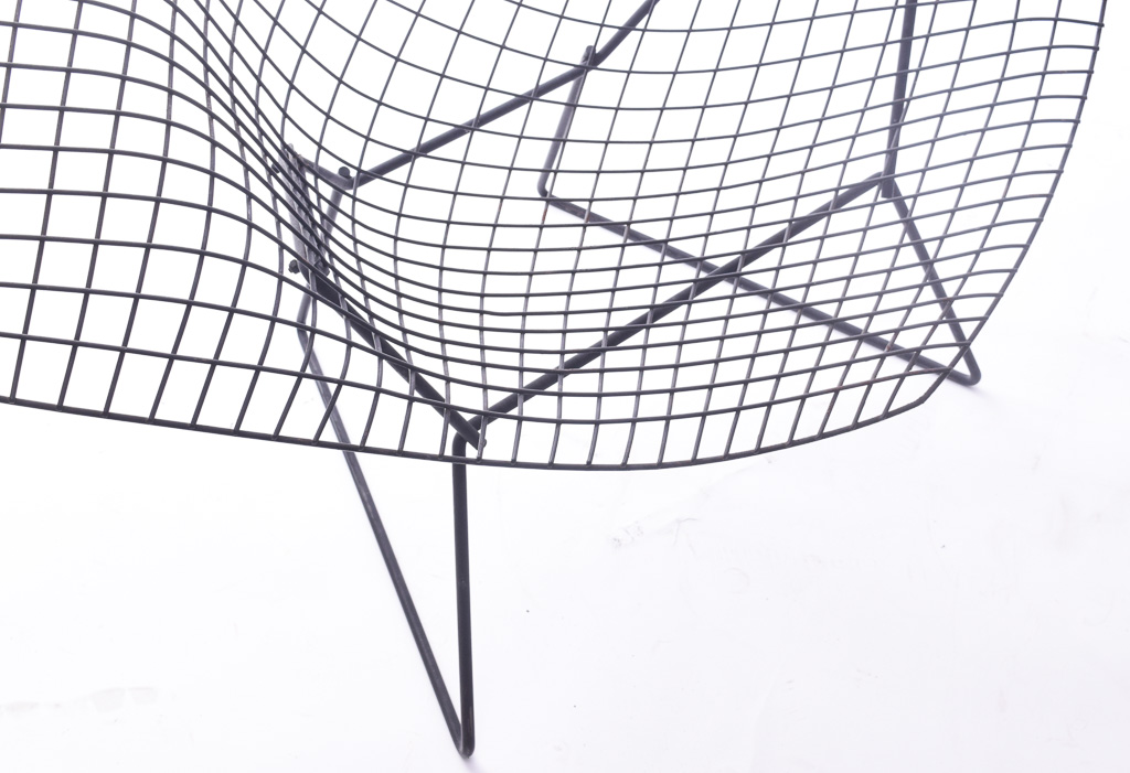 Harry Bertoia "Diamond" Mesh Chair with Ottoman