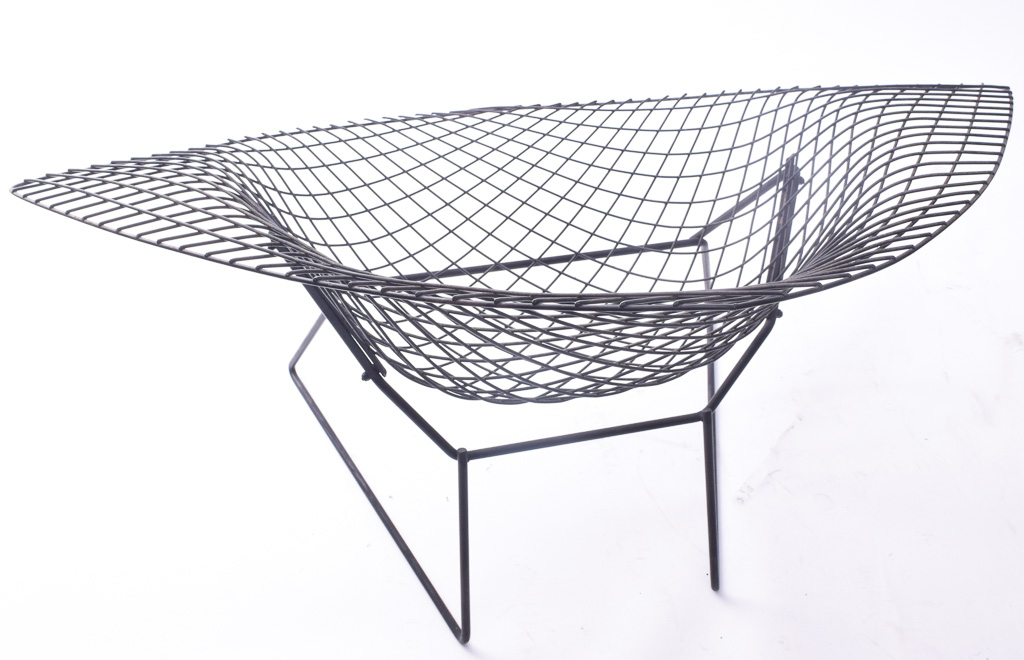 Harry Bertoia "Diamond" Mesh Chair with Ottoman