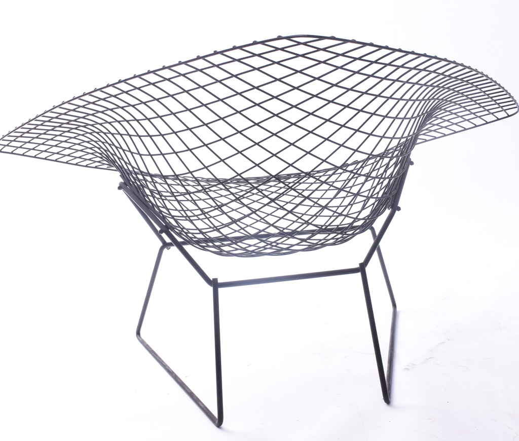 Harry Bertoia "Diamond" Mesh Chair with Ottoman