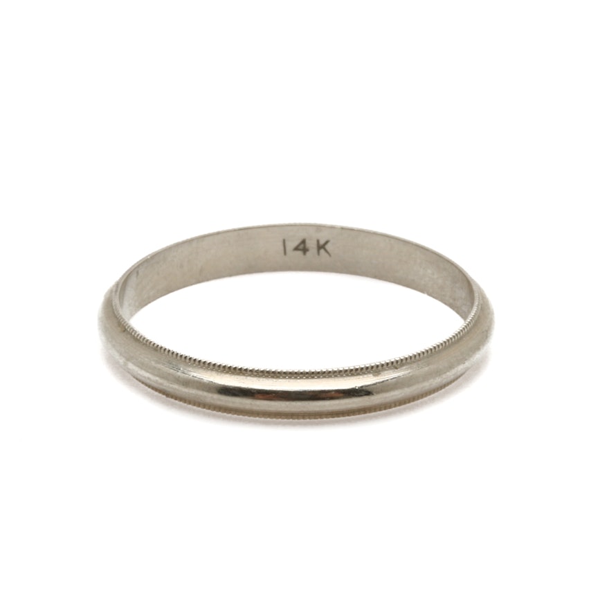 14K White Gold Ring Band