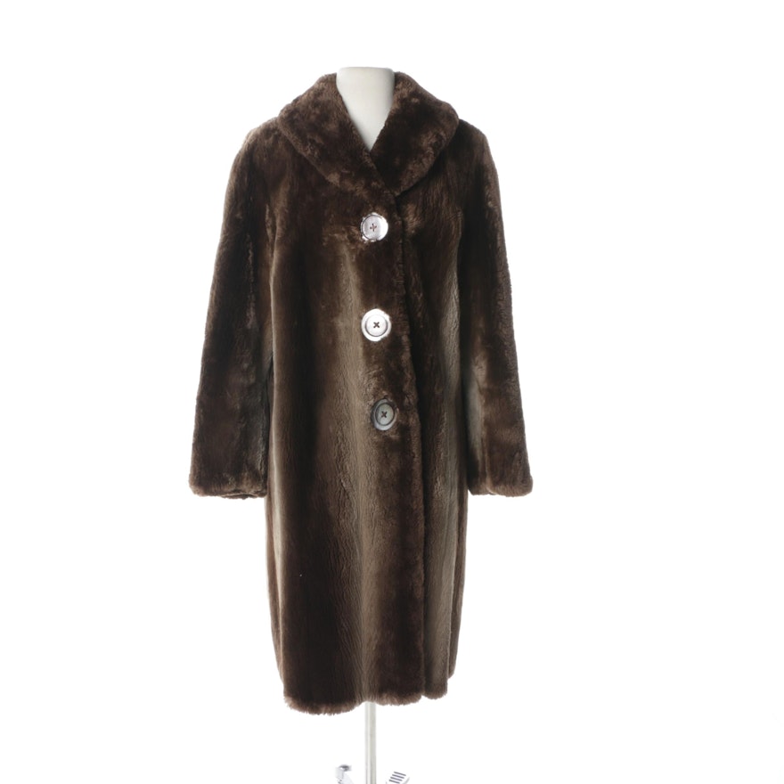Yudofsky Furriers Sheared Beaver Coat with Mother of Pearl Buttons