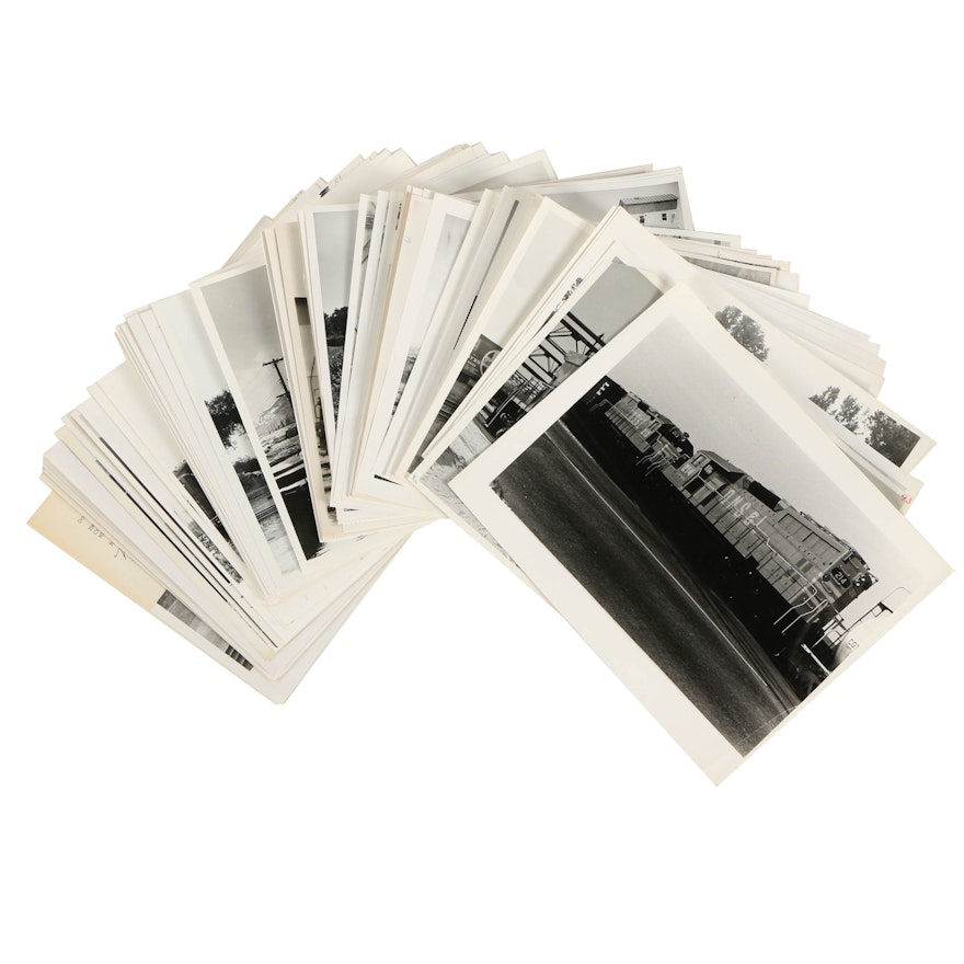 Assortment of 20th Century Black and White Photographs of Trains