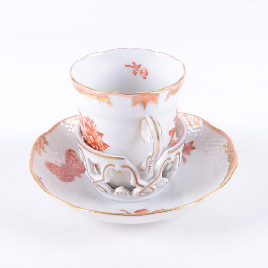 Herend  "Fortuna" Trembleuse Cup and Saucer