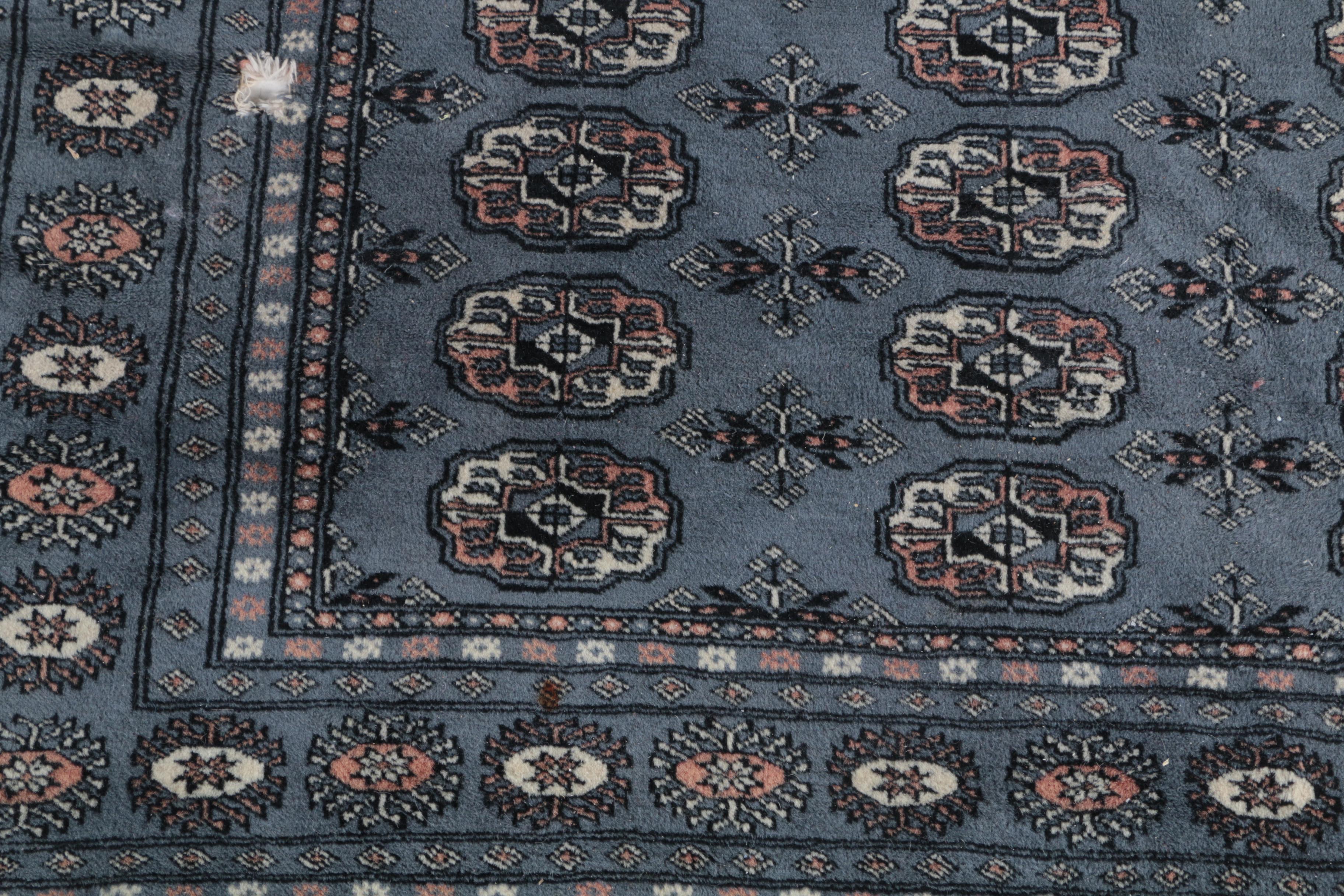 Hand-Knotted Pakistani Bokhara Area Rug