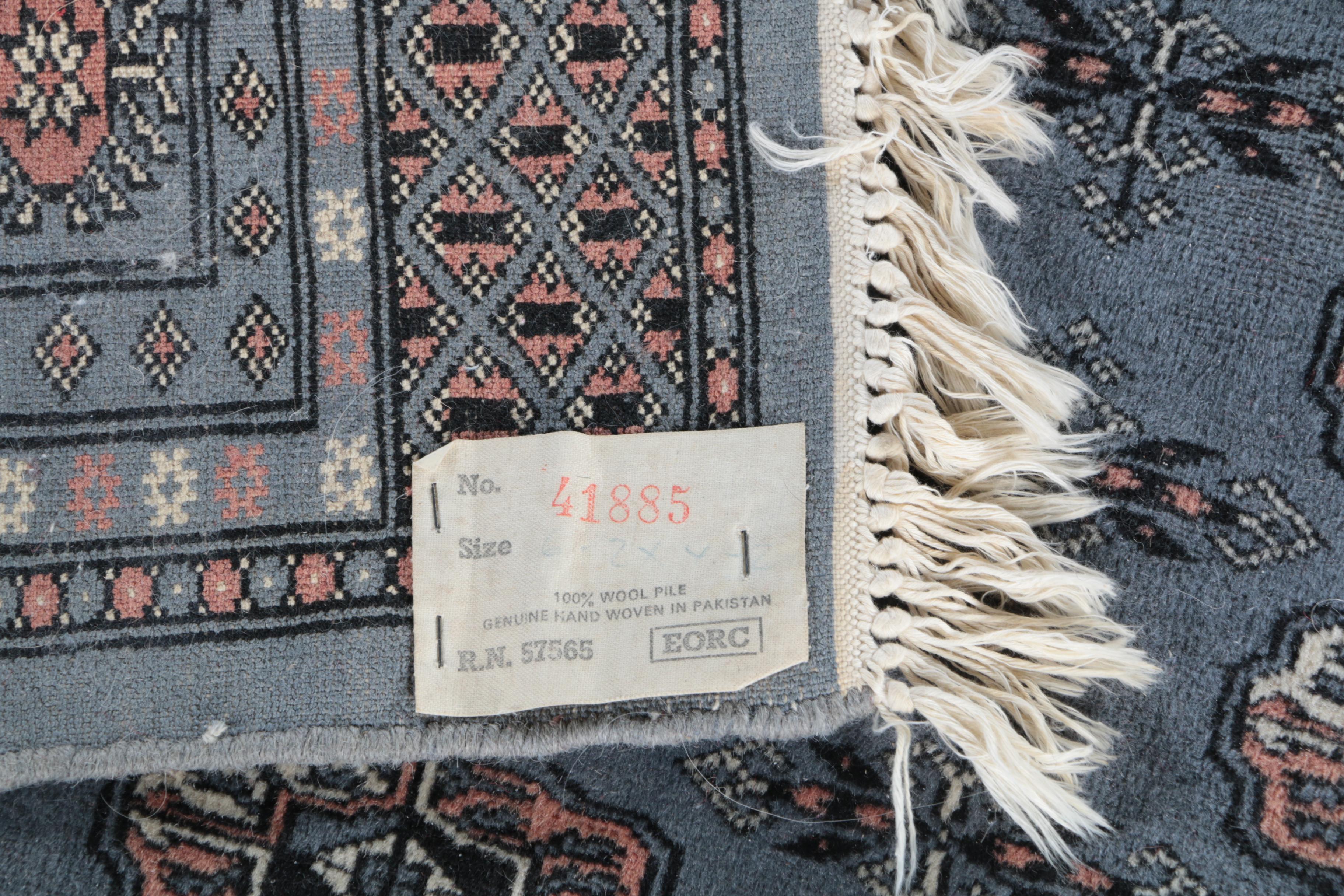 Hand-Knotted Pakistani Bokhara Area Rug