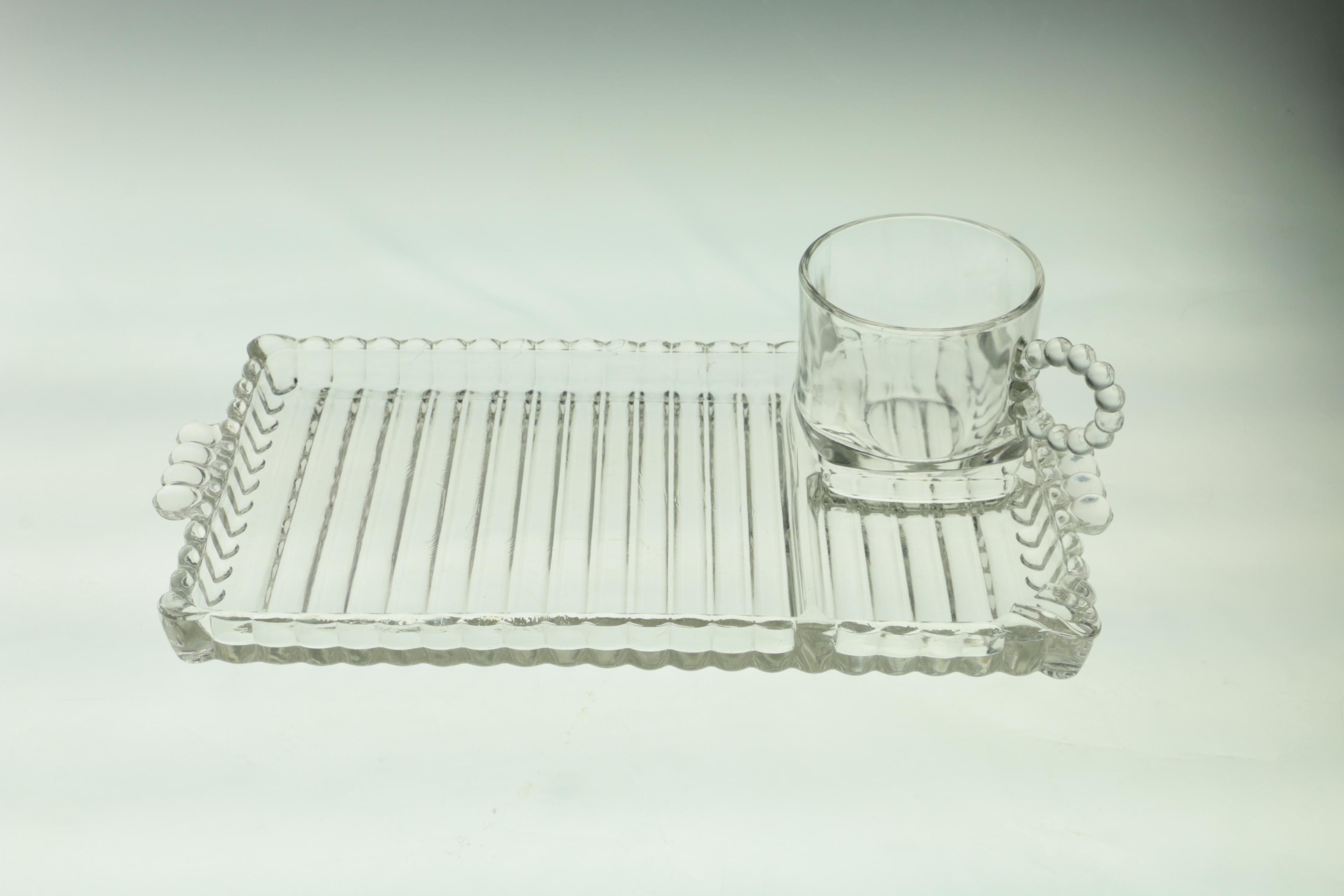 Vintage Anchor Hocking "Boopie" Glass Mugs and Snack Trays