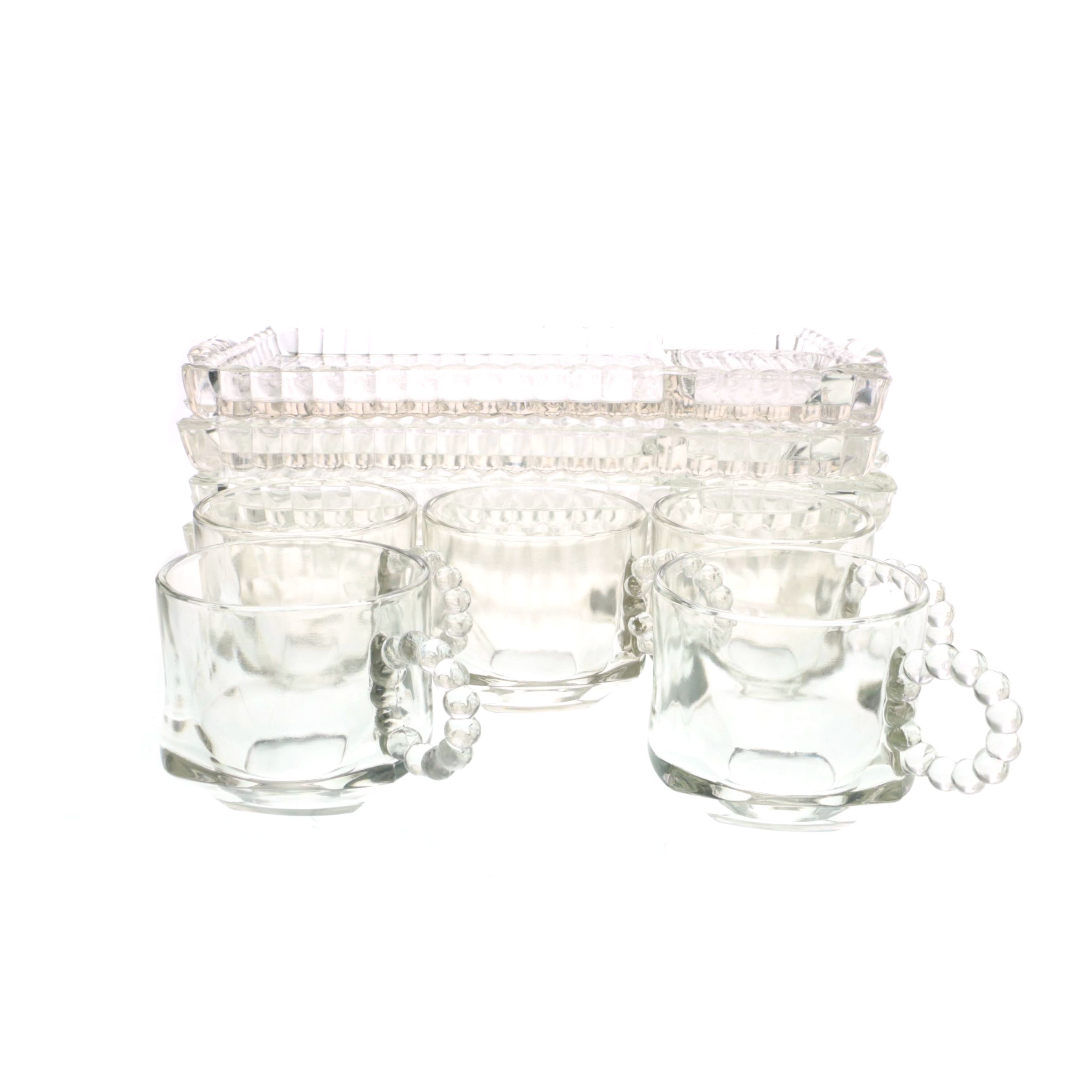 Vintage Anchor Hocking "Boopie" Glass Mugs and Snack Trays