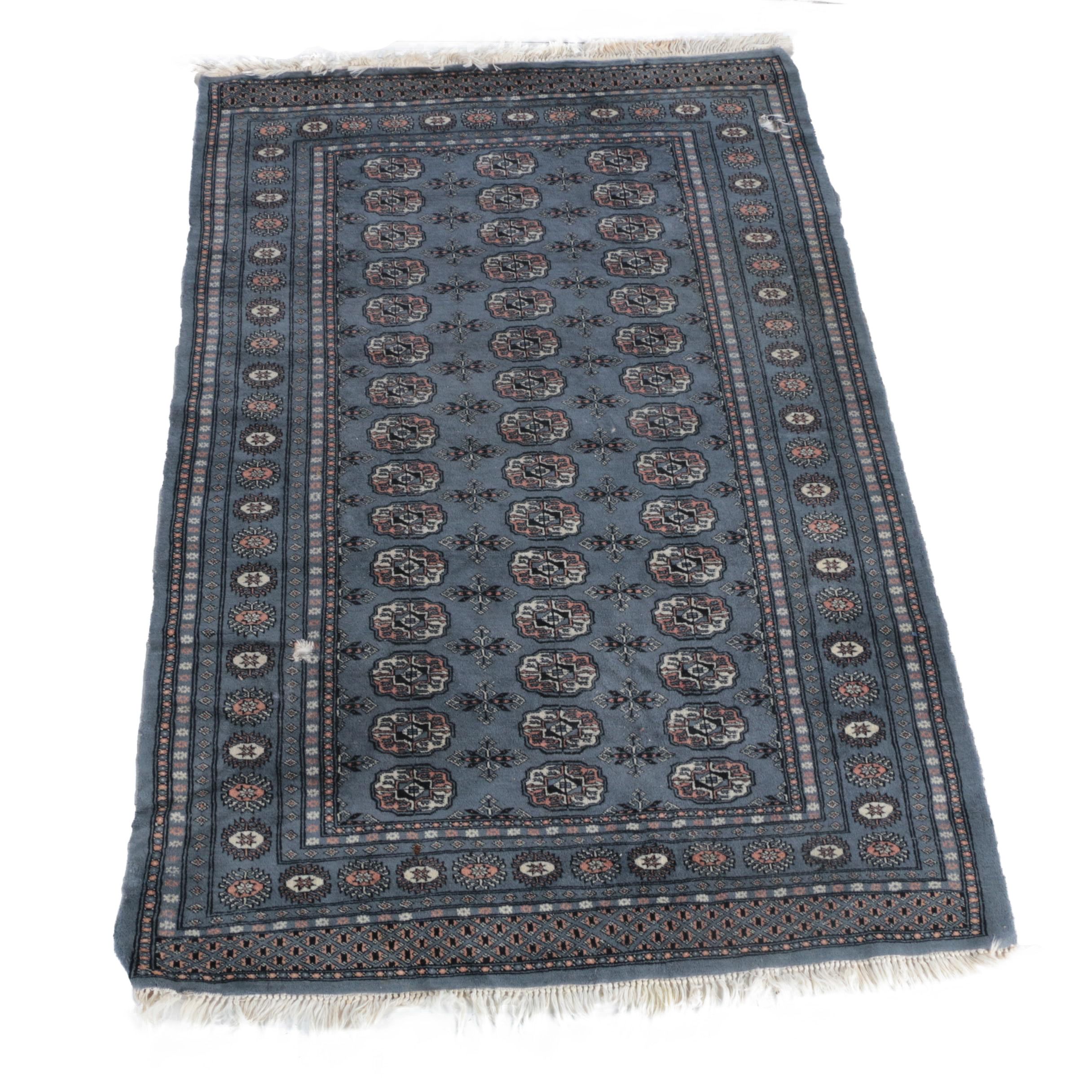 Hand-Knotted Pakistani Bokhara Area Rug
