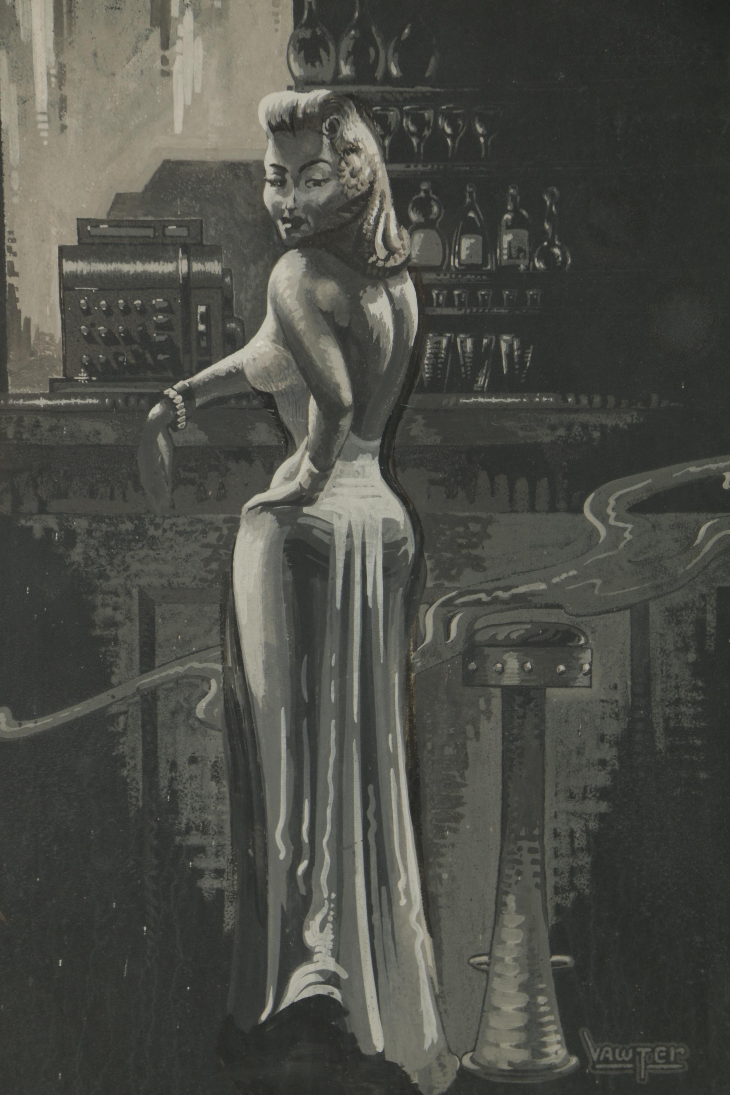 Vawter Gouache Painting of Stylized Woman