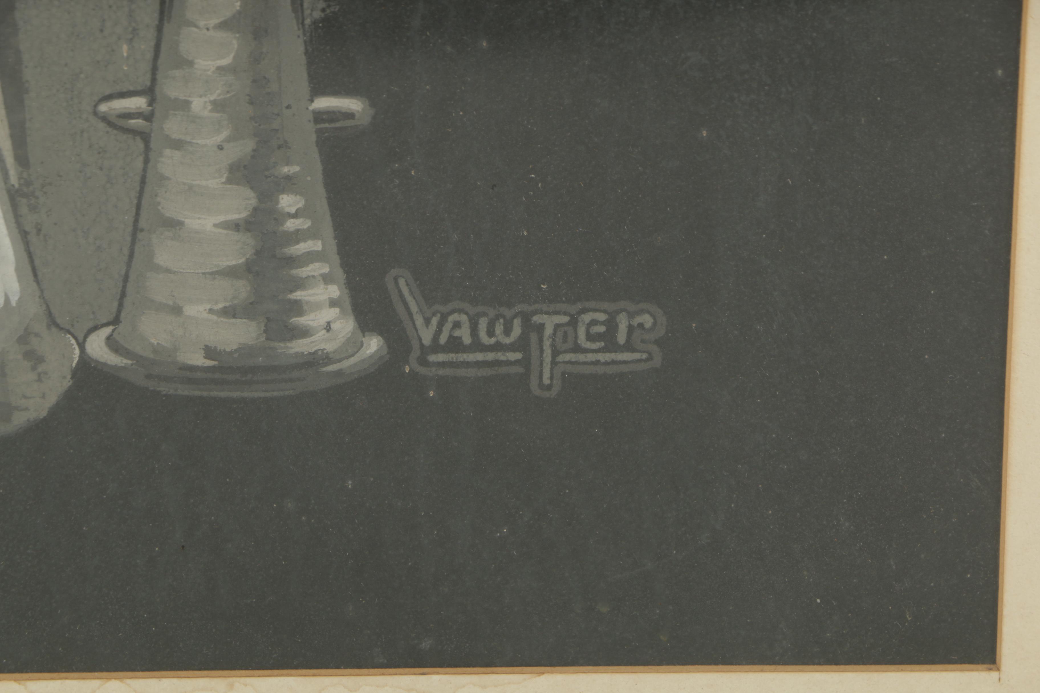 Vawter Gouache Painting of Stylized Woman