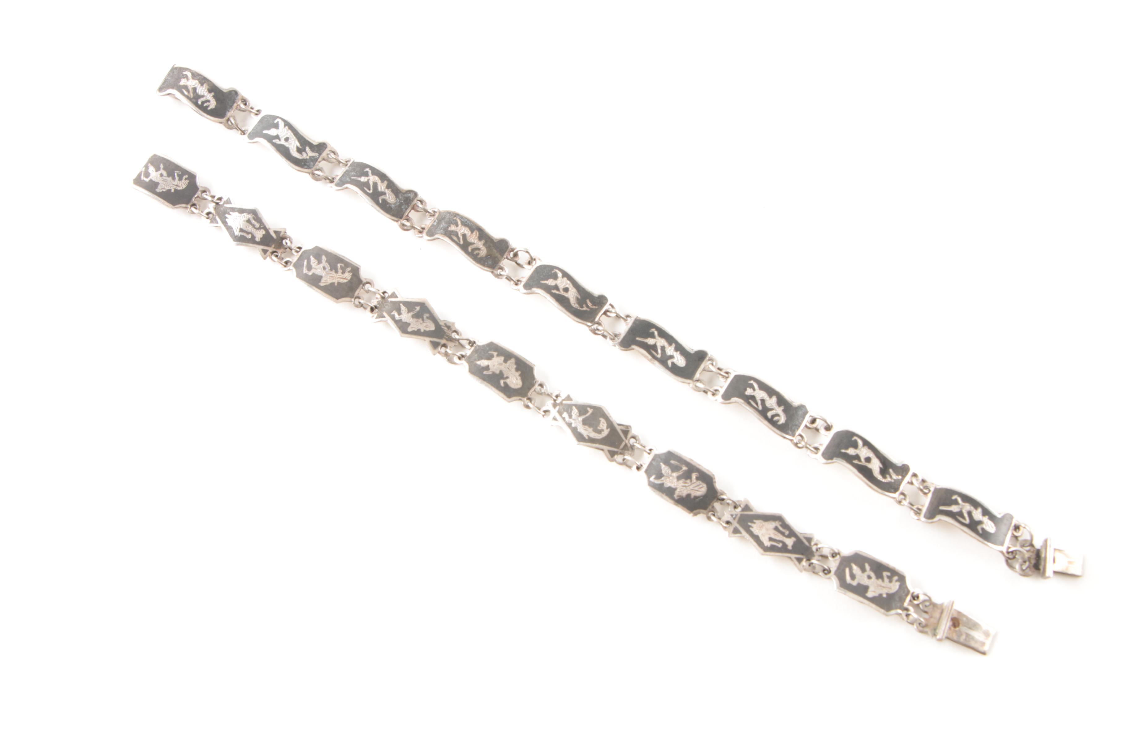 Vintage Thai Nielloware Sterling Silver Jewelry Selection