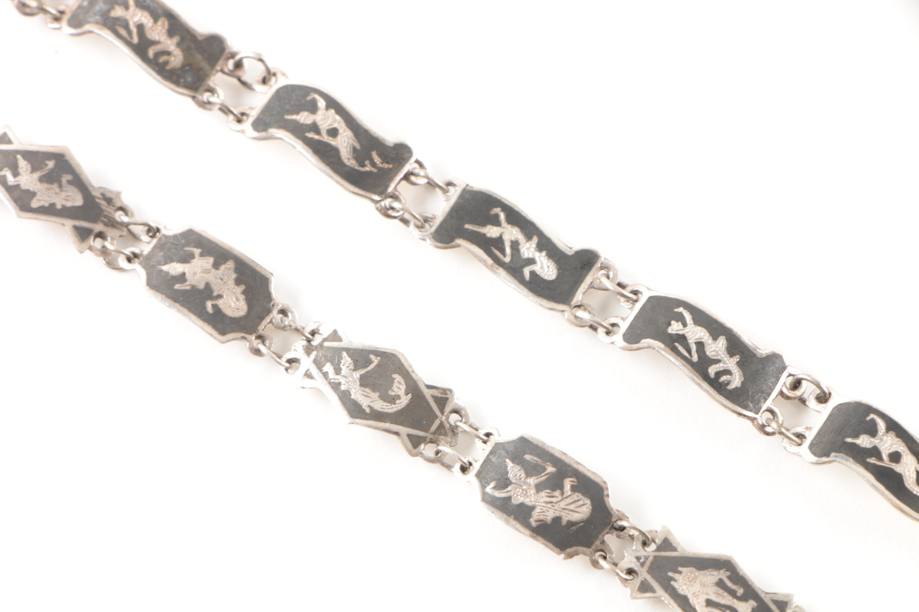 Vintage Thai Nielloware Sterling Silver Jewelry Selection