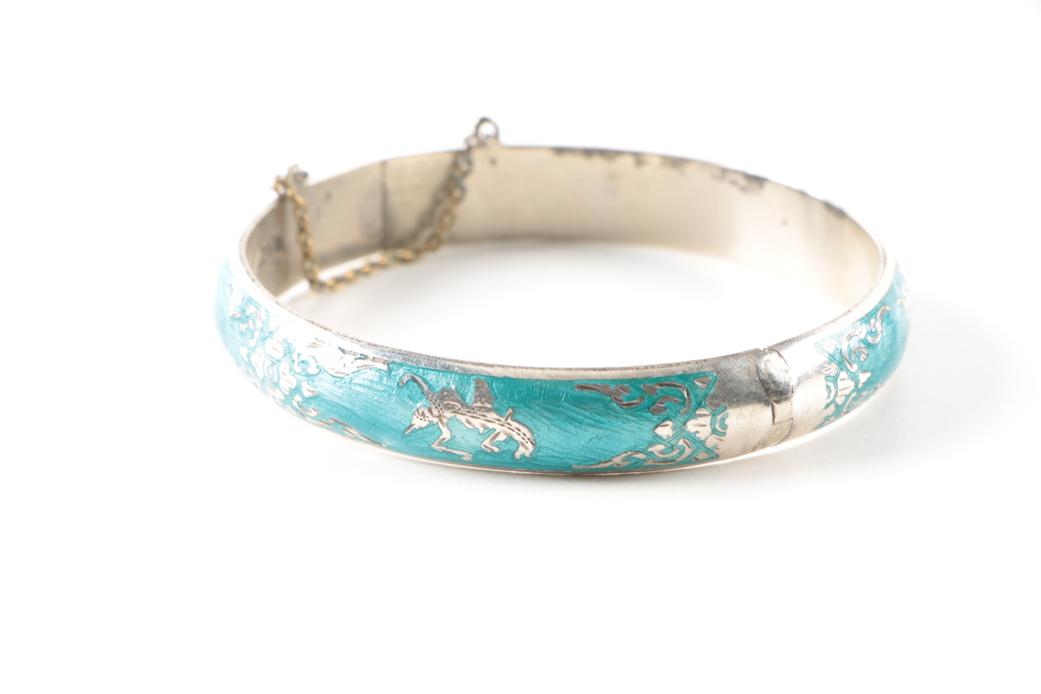 Vintage Thai Nielloware Sterling Silver Jewelry Selection