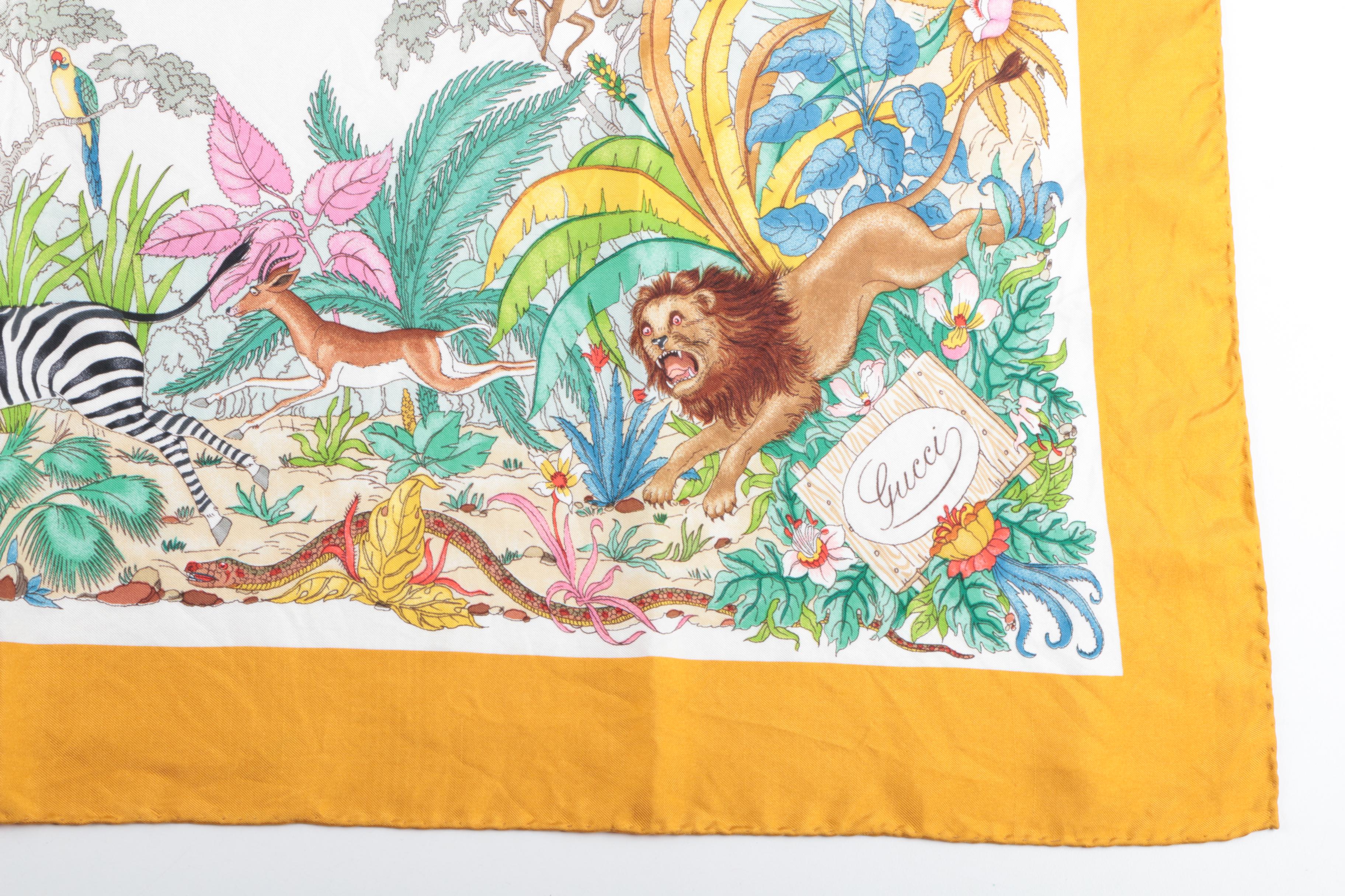 Vintage Gucci "The Jungle" Silk Scarf
