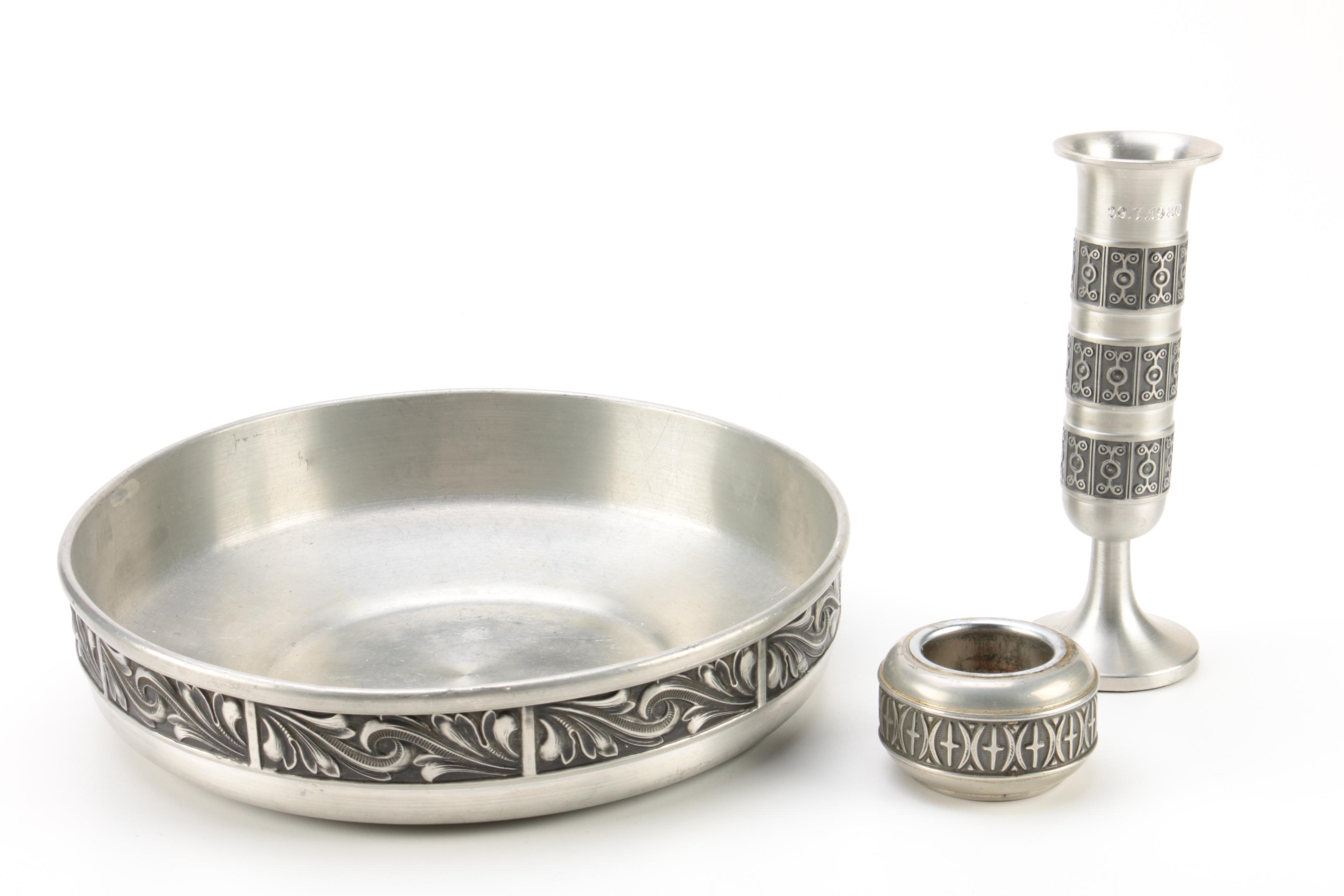 Drinking Horn and Other Scandinavian Pewter Tableware
