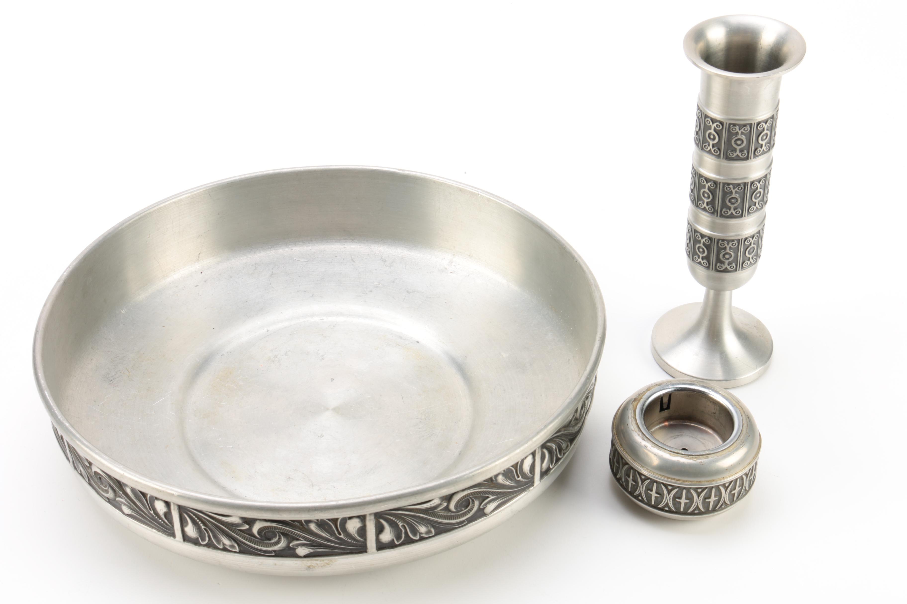 Drinking Horn and Other Scandinavian Pewter Tableware