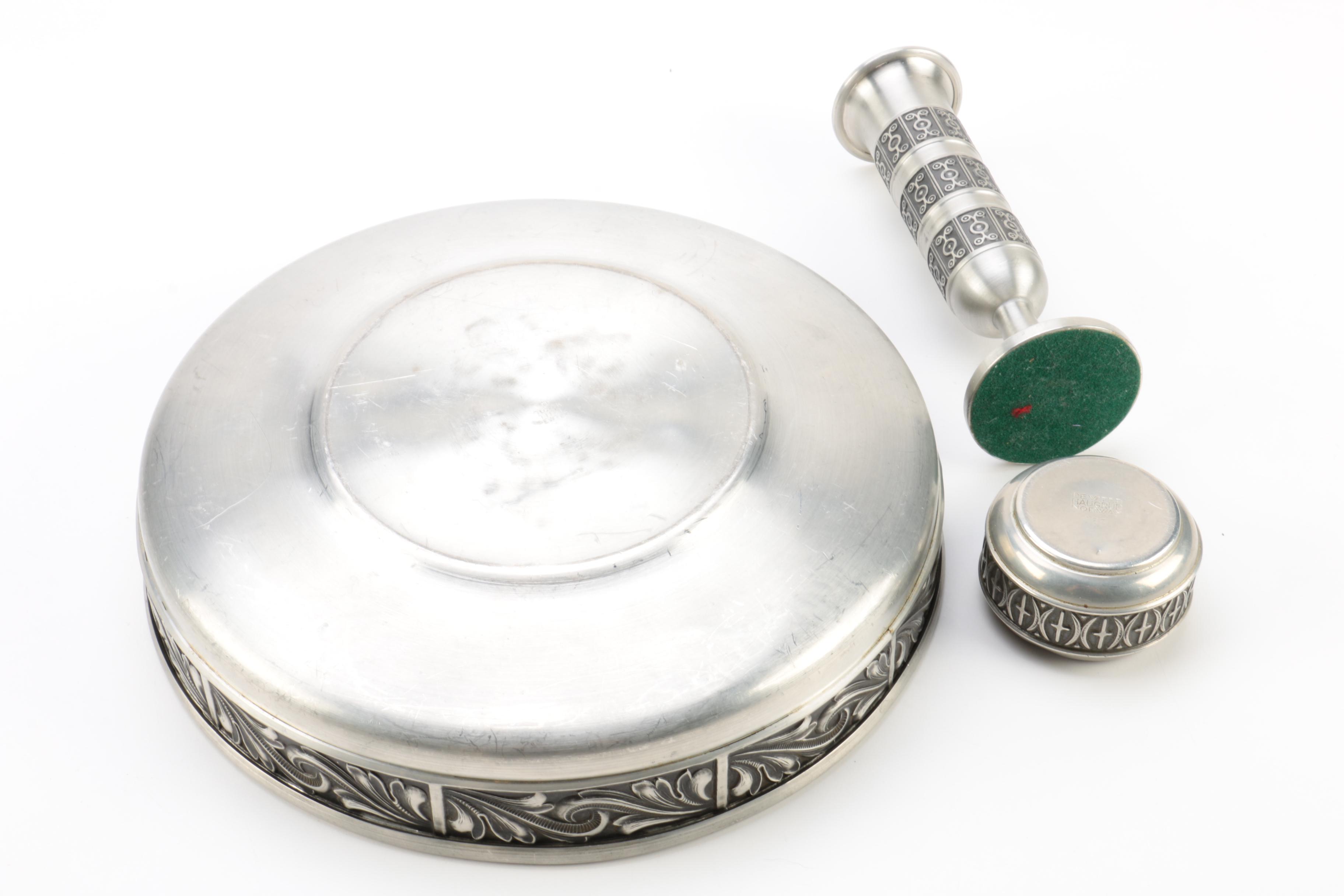 Drinking Horn and Other Scandinavian Pewter Tableware