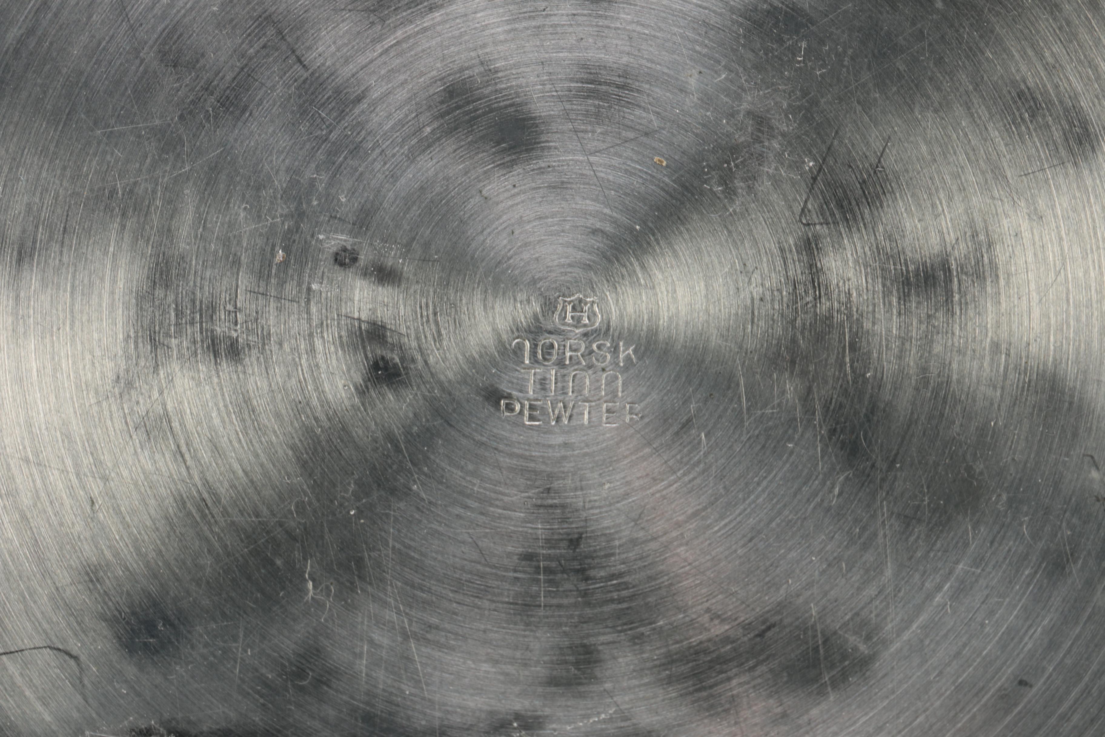 Drinking Horn and Other Scandinavian Pewter Tableware