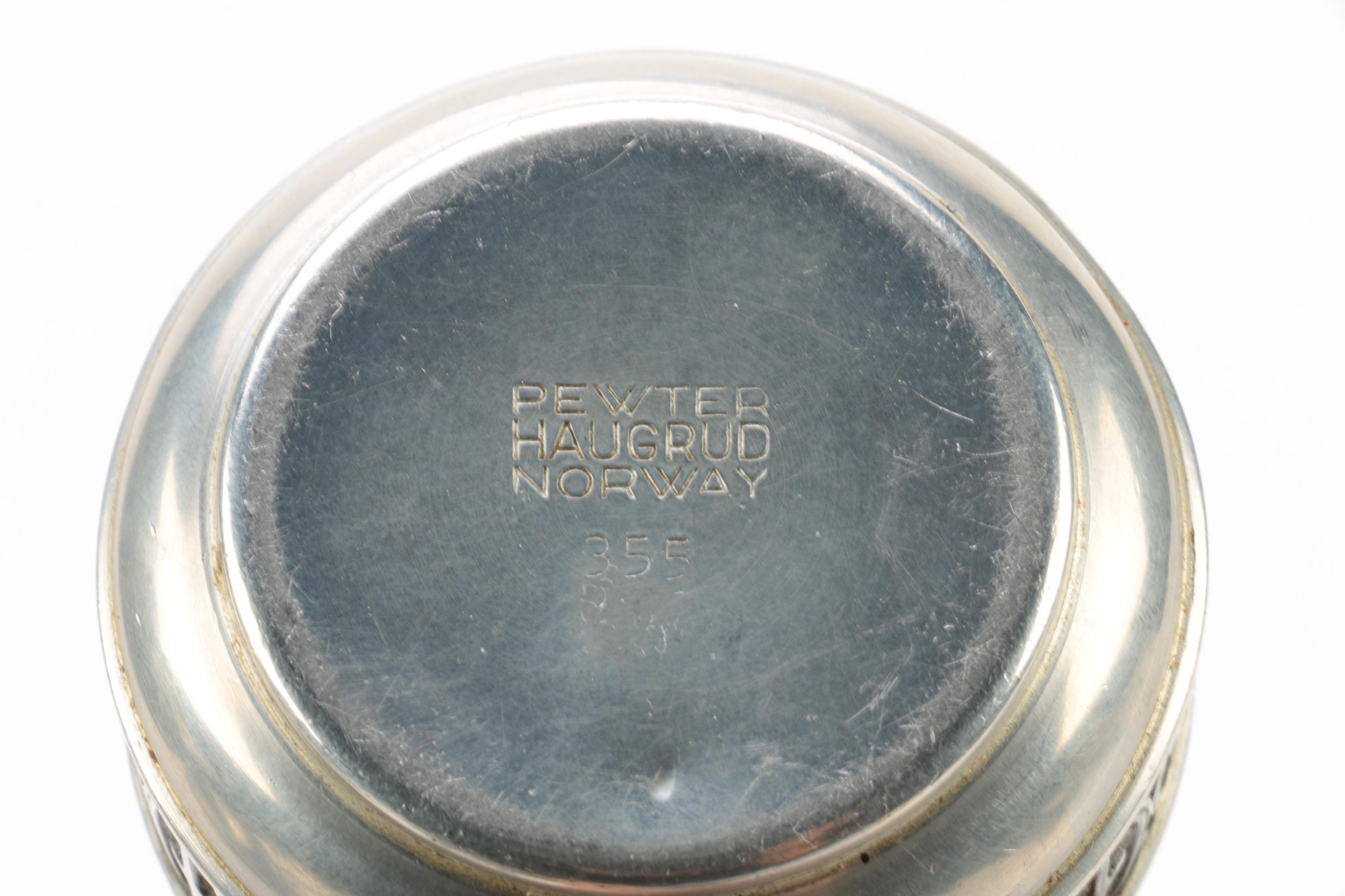 Drinking Horn and Other Scandinavian Pewter Tableware