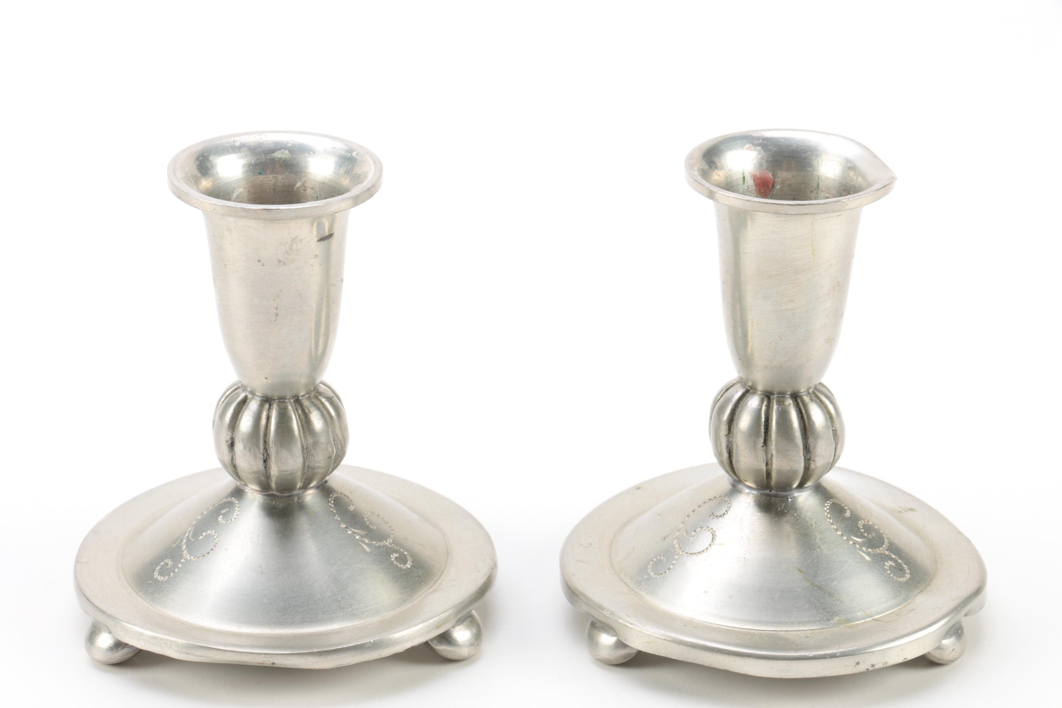 Drinking Horn and Other Scandinavian Pewter Tableware