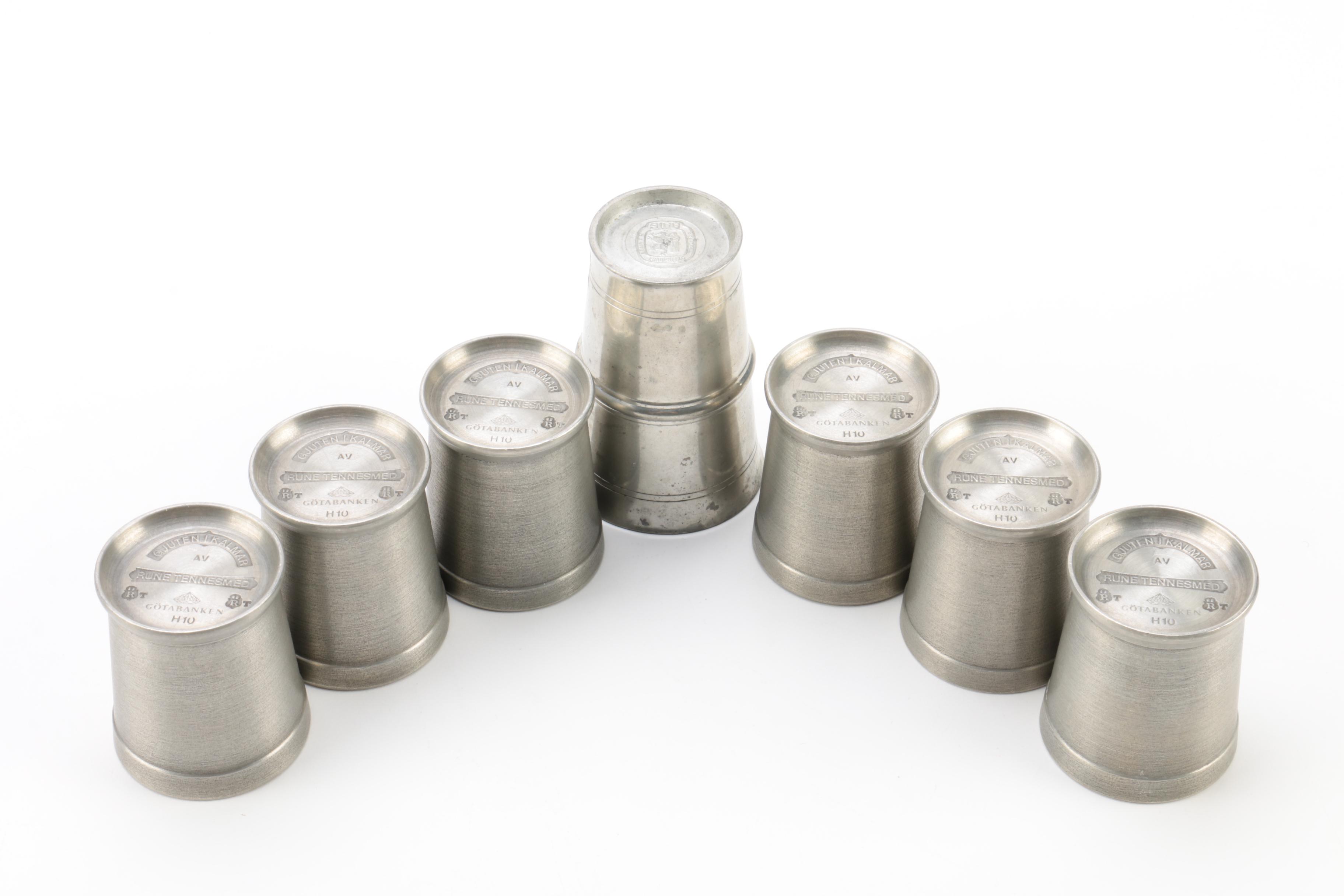 Drinking Horn and Other Scandinavian Pewter Tableware