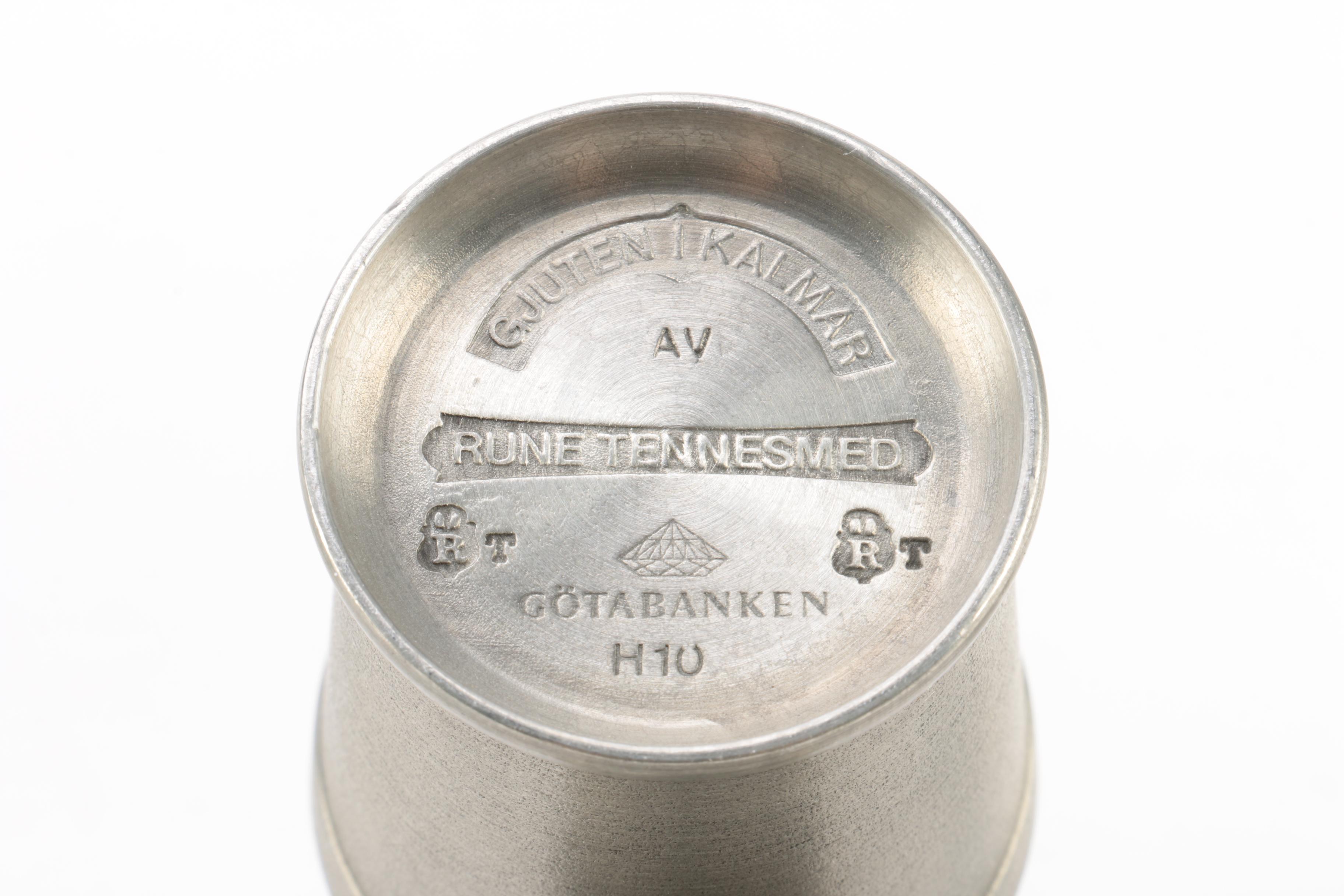 Drinking Horn and Other Scandinavian Pewter Tableware