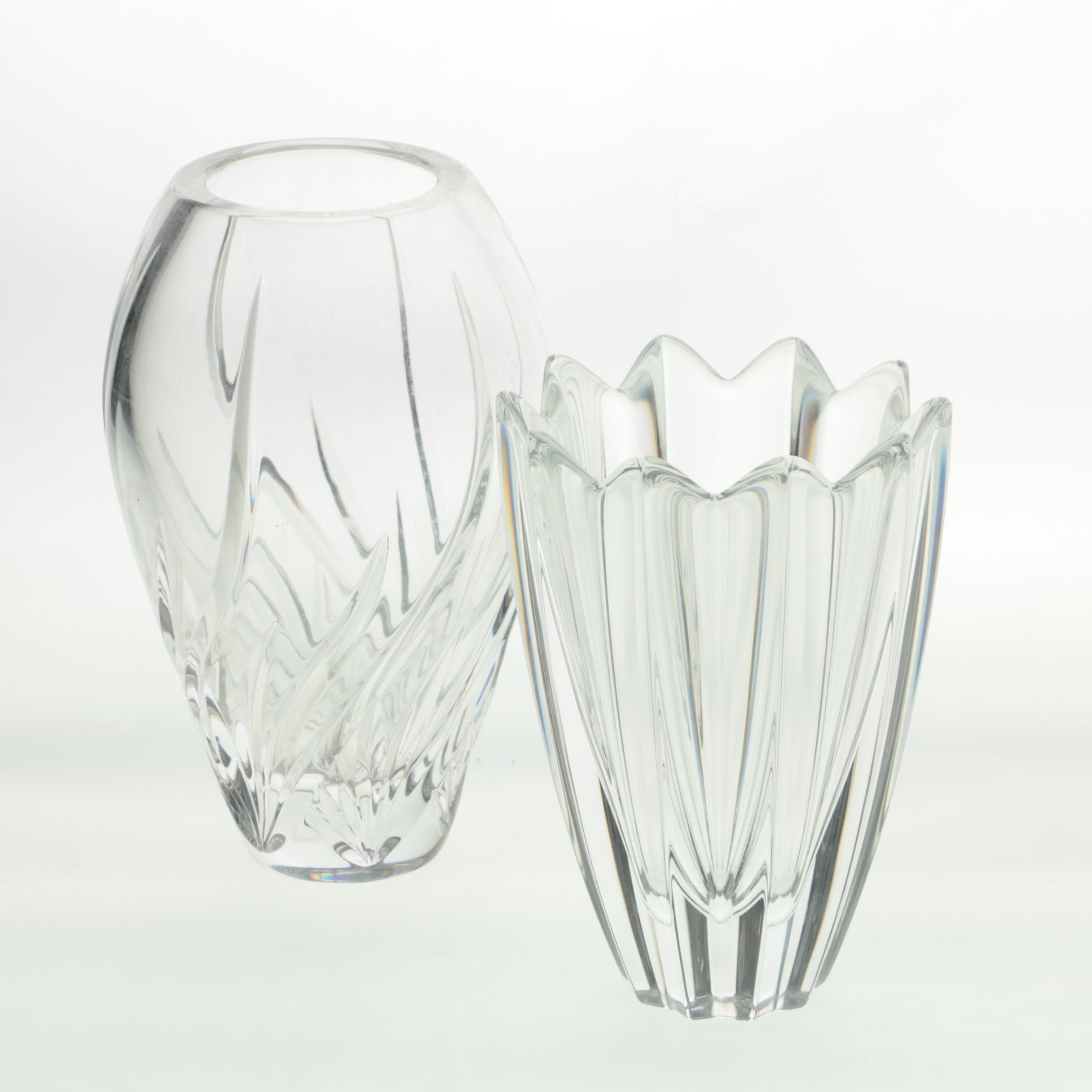 Marquis by Waterford "Wyndmere" and Orrefors "Fleur" Crystal Vases