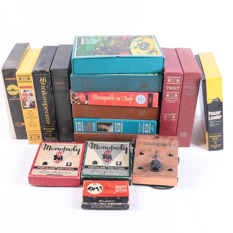 Assorted Vintage Board Games including "Bureaucracy" and "Acquire"