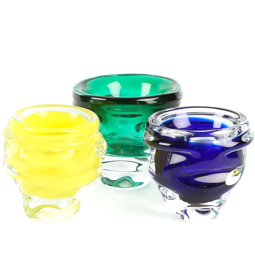 Handmade Czech Republic Art Glass Bowls