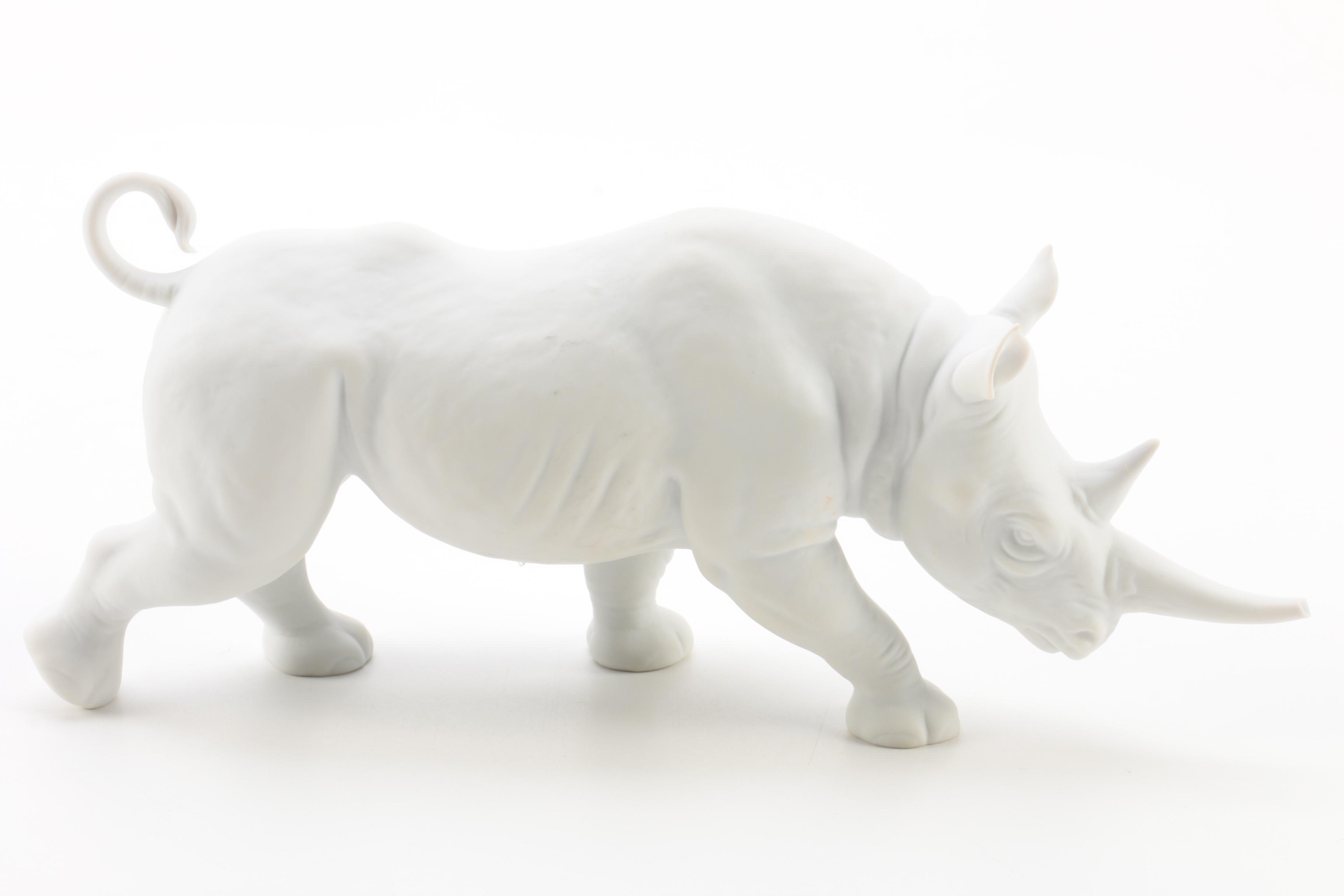Goebel Bisque Porcelain Rhinoceros Figurine