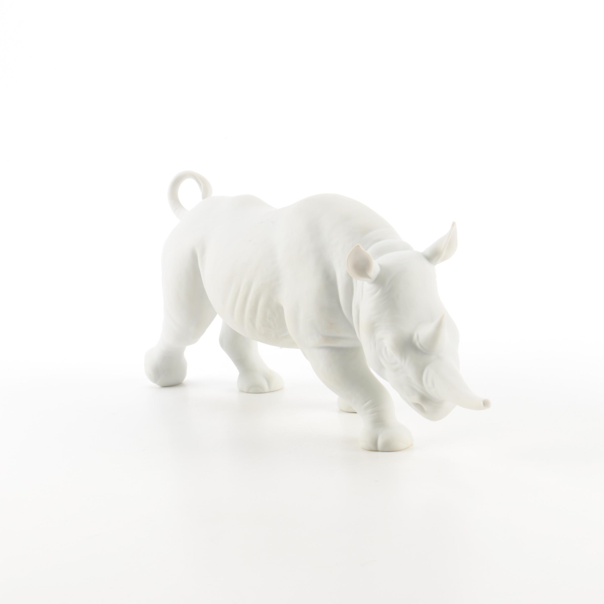 Goebel Bisque Porcelain Rhinoceros Figurine