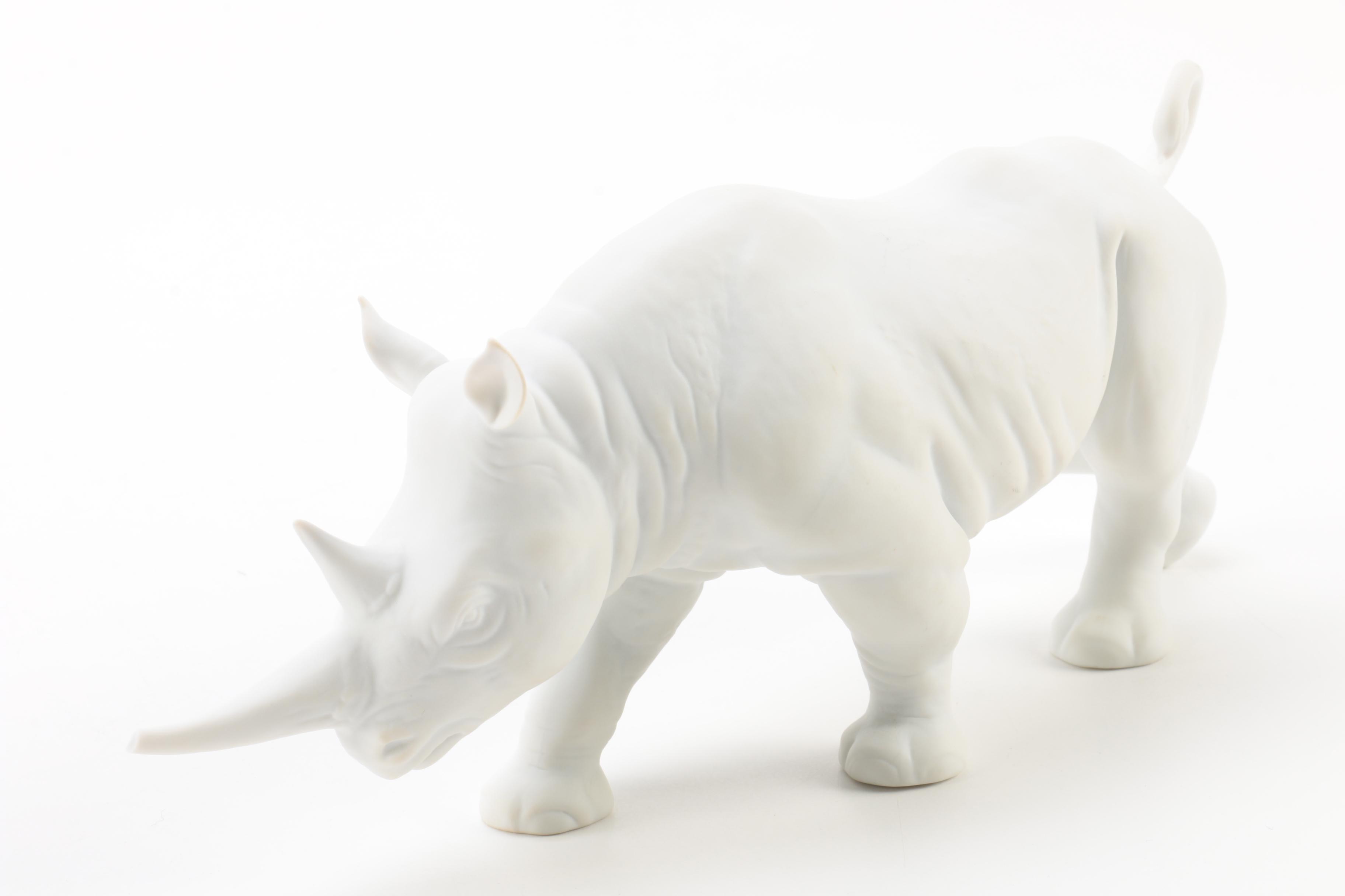 Goebel Bisque Porcelain Rhinoceros Figurine