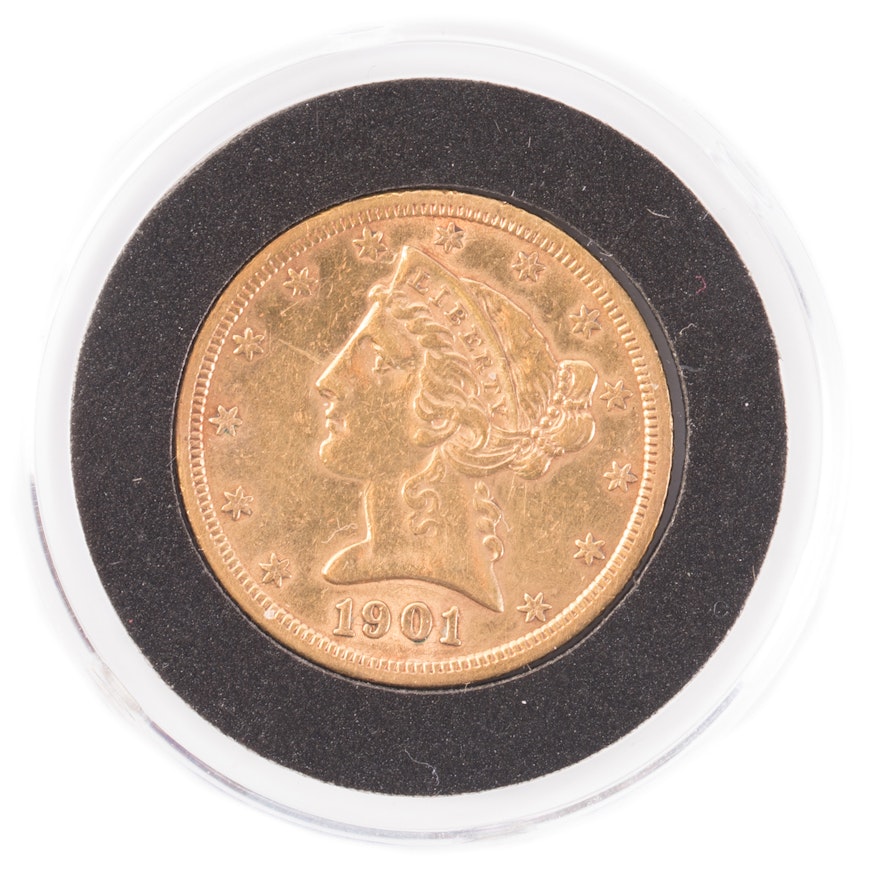 1901 S Liberty Head $5 Gold Coin