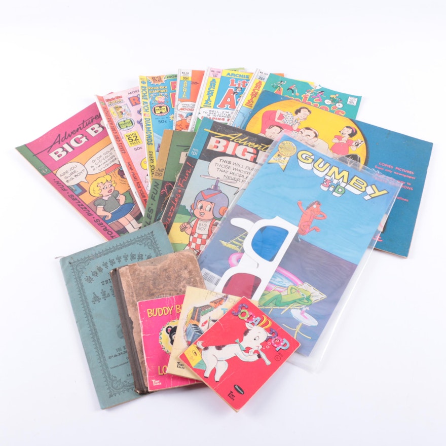 Assorted Comic Books and Children's Books Including "Archie"